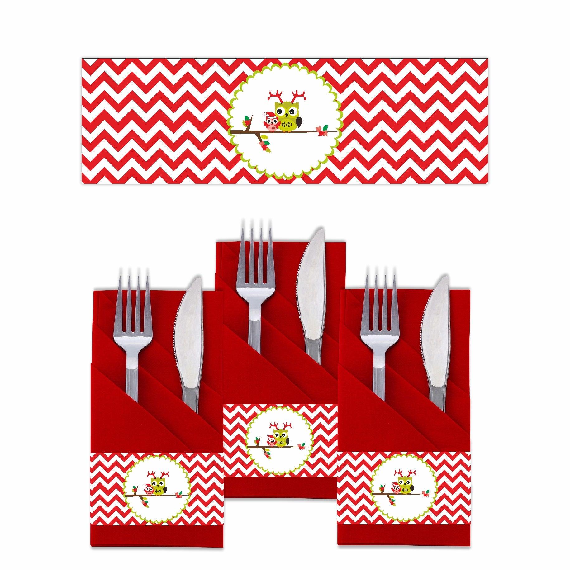 Christmas Owl Theme Napkin Rings ALL PARTY SUPPLIES Pretty UR Party