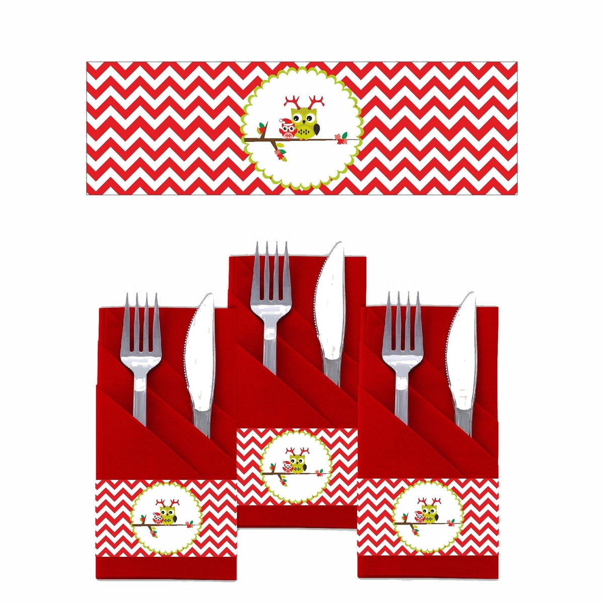 Christmas Owl Theme Napkin Rings