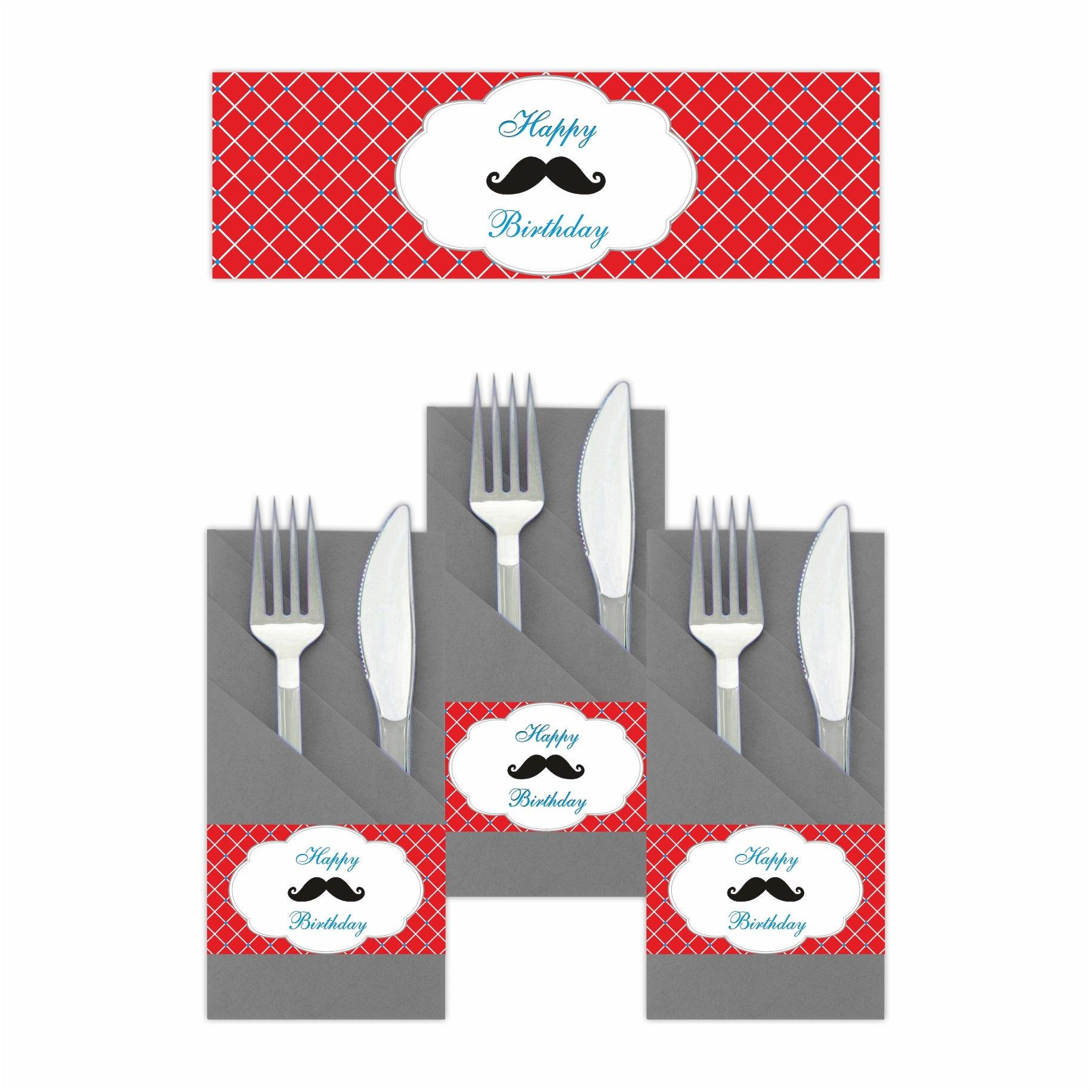 Moustache Napkin Rings THEME PARTIES Pretty UR Party