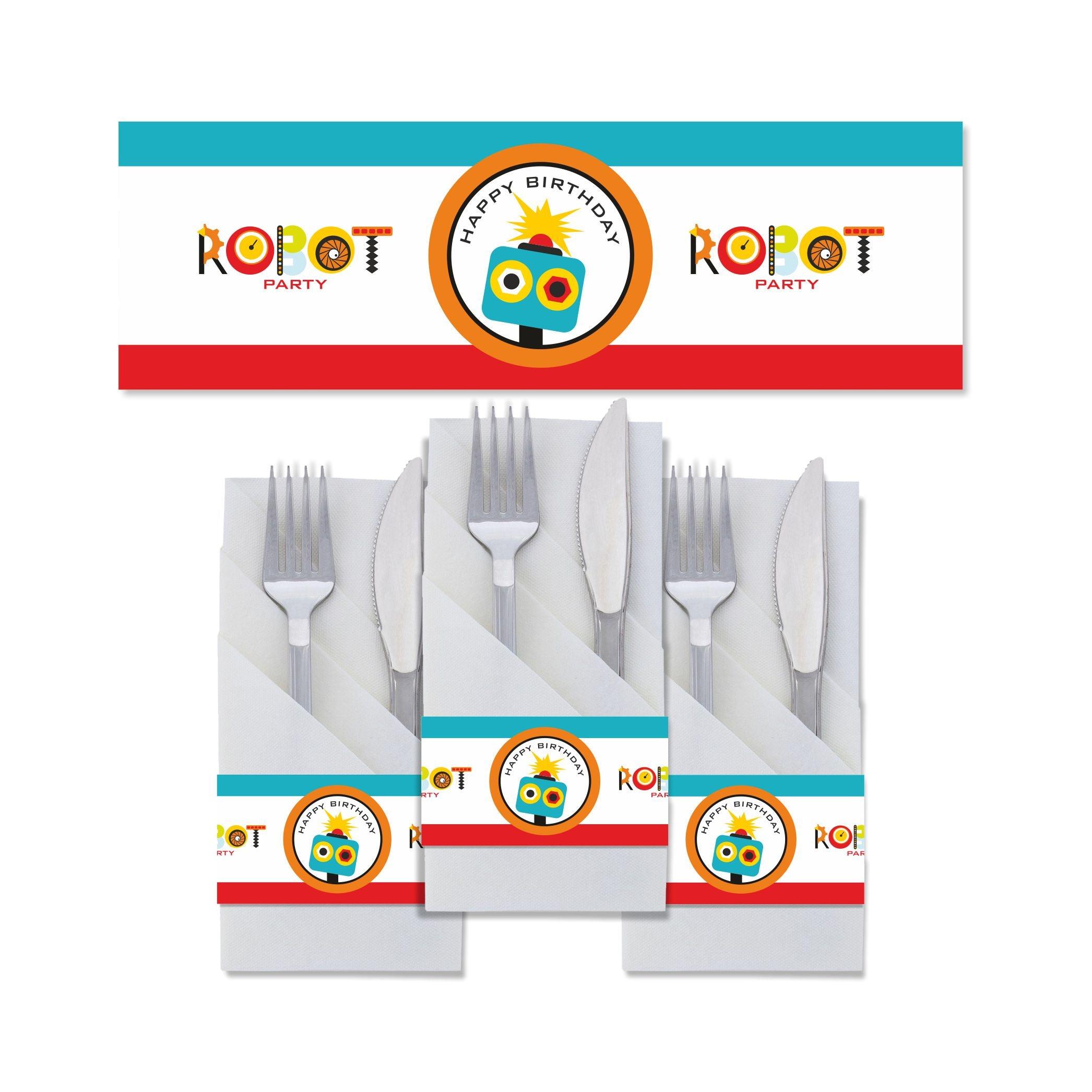 Robot Theme Napkin Rings THEME PARTIES Pretty UR Party