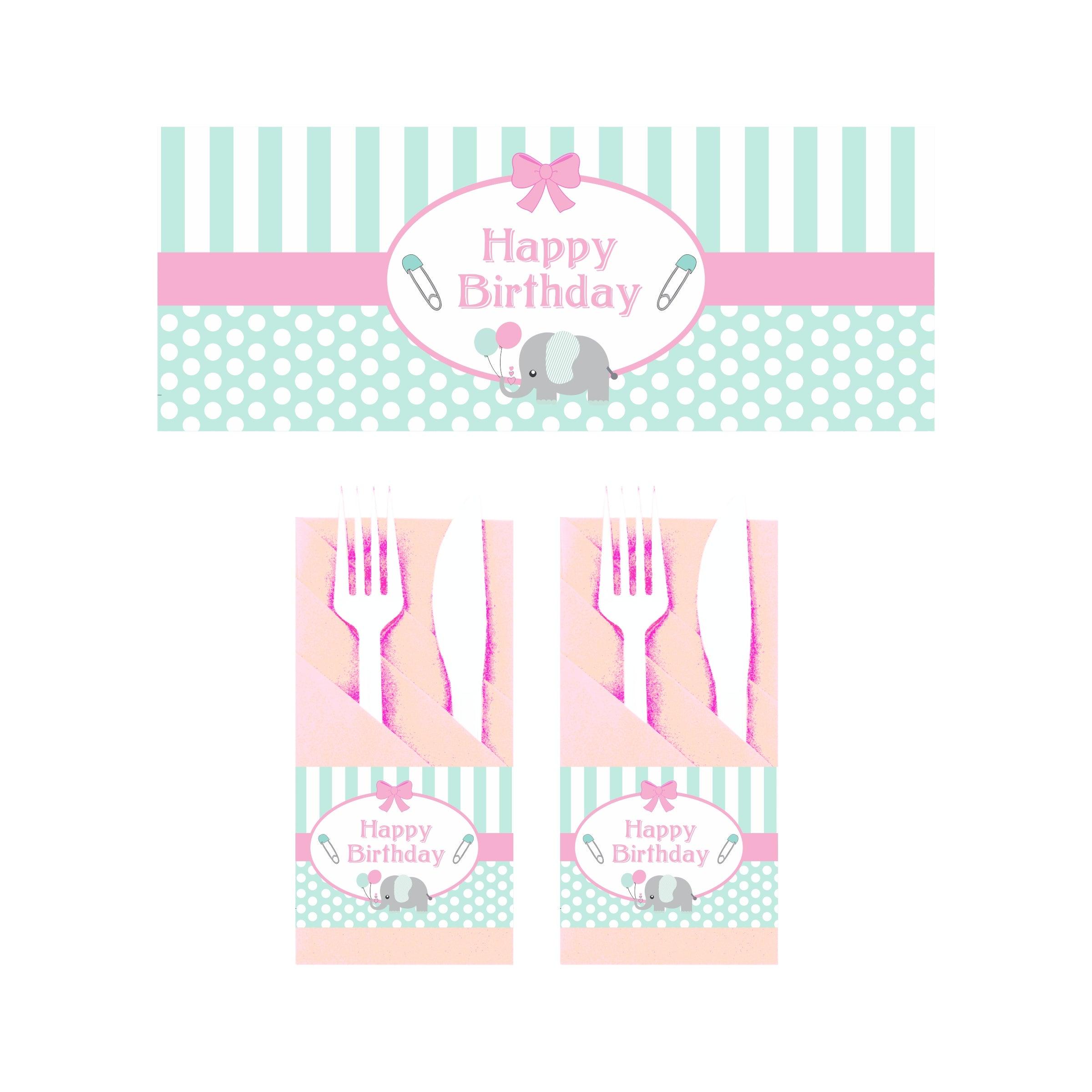 Elephant Birthday Theme Napkin Rings THEME PARTIES Pretty UR Party