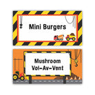 New Construction Theme Food Labels / Buffet Table Cards THEME PARTIES Pretty UR Party