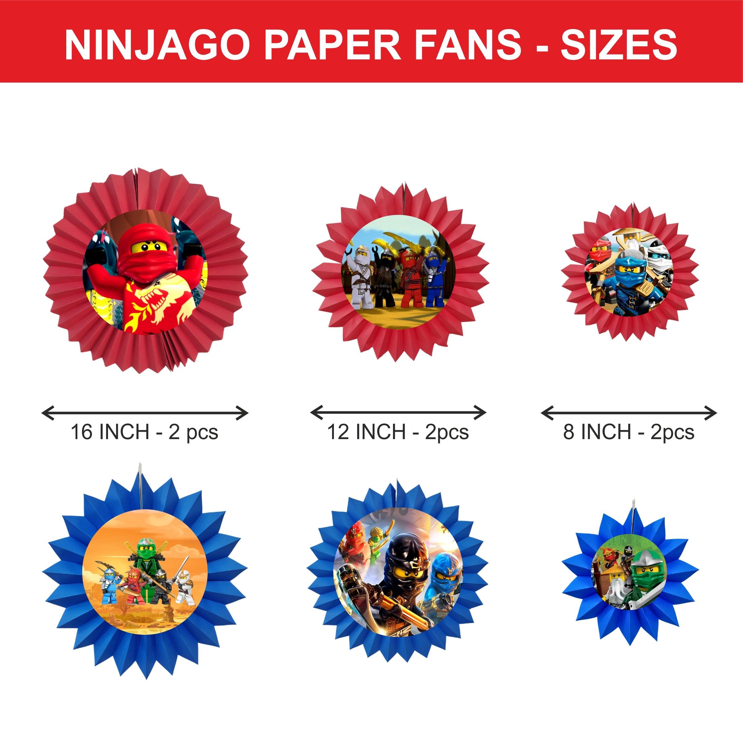 Ninjago Paper Fans - Set of 6 THEME PARTIES Pretty UR Party