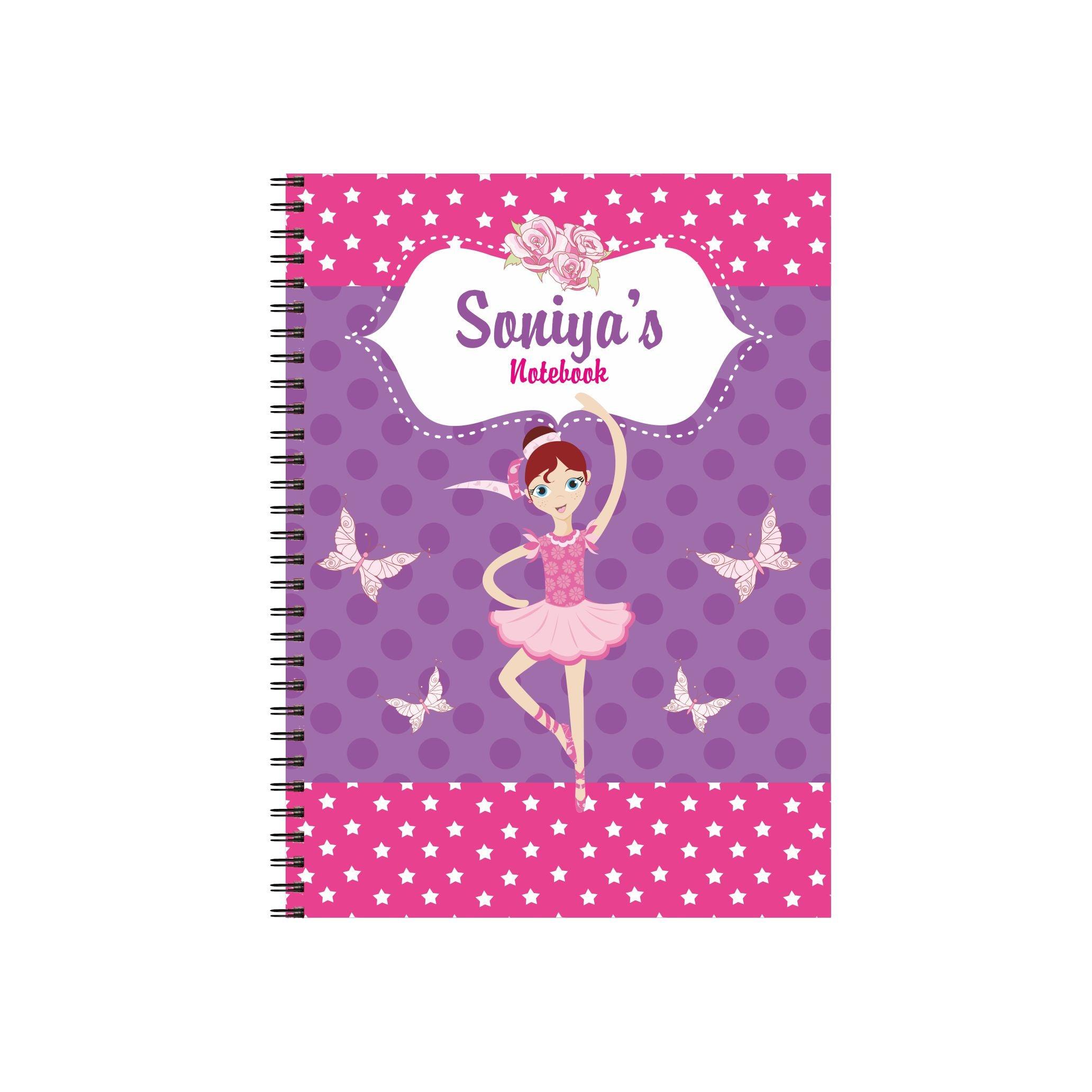 Ballerina Note Books with coloured Pages - 200 pages PERSONALISED Pretty UR Party