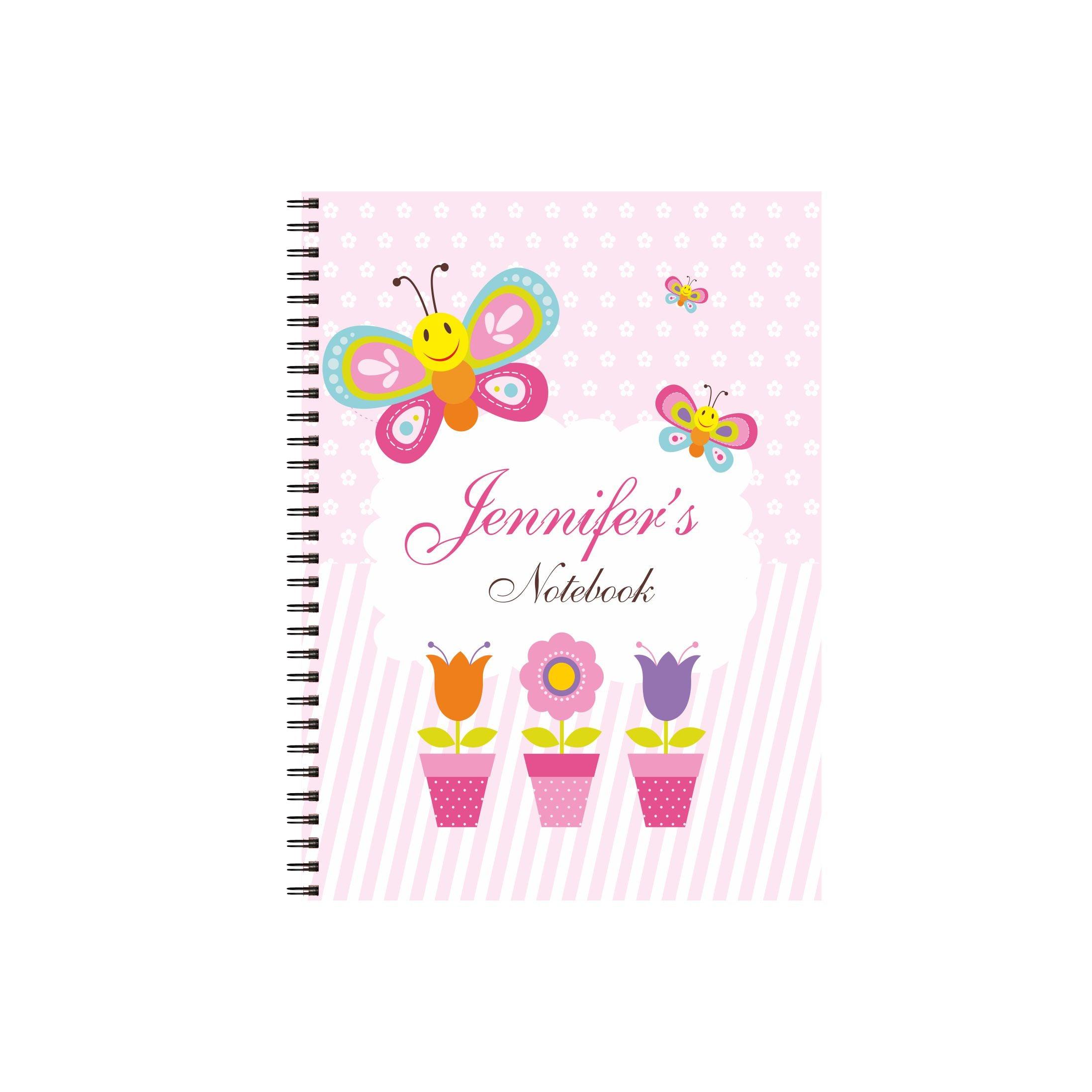 Butterfly Note Books with coloured Pages - 200 pages PERSONALISED Pretty UR Party