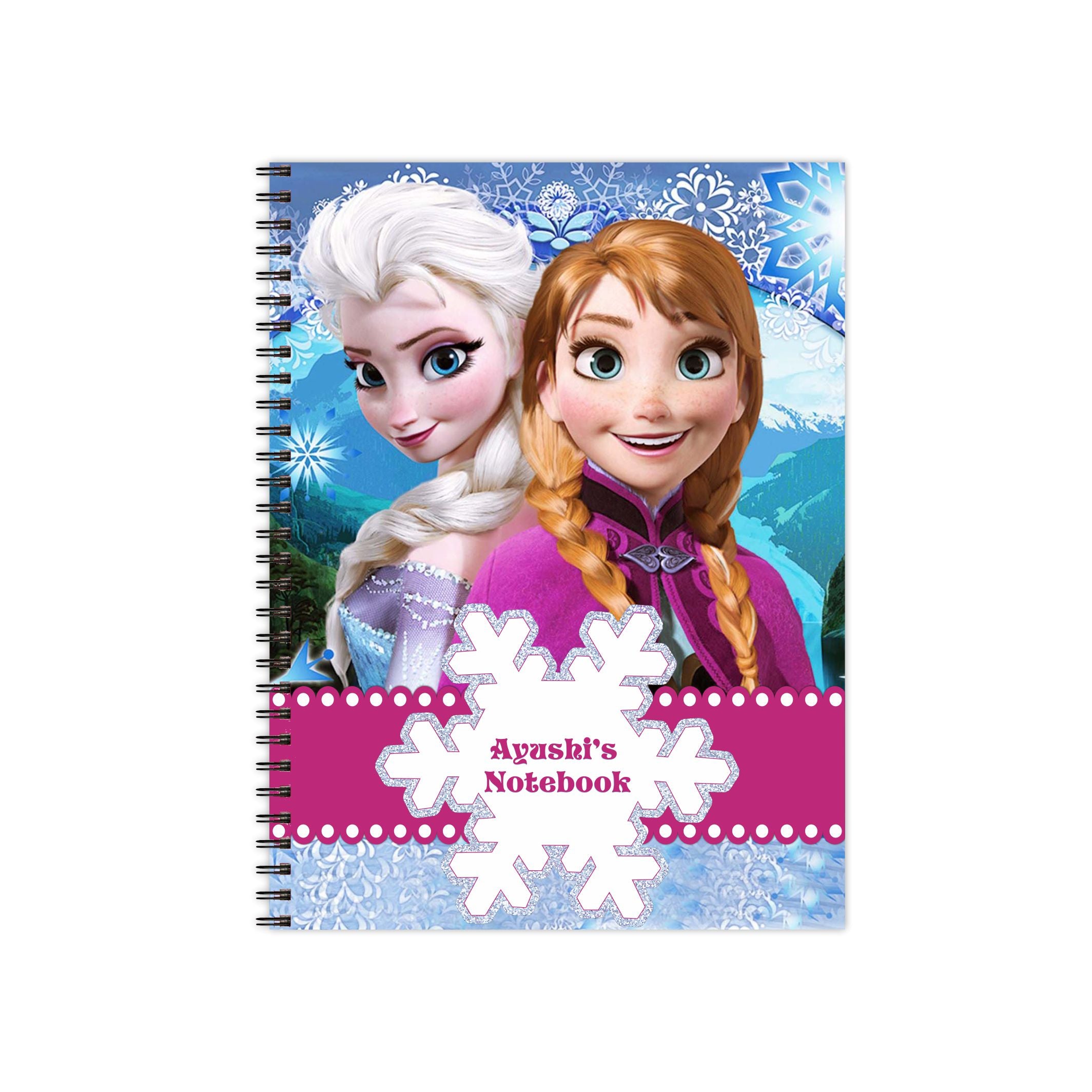 Frozen Note Books with coloured Pages - 200 pages PERSONALISED Pretty UR Party