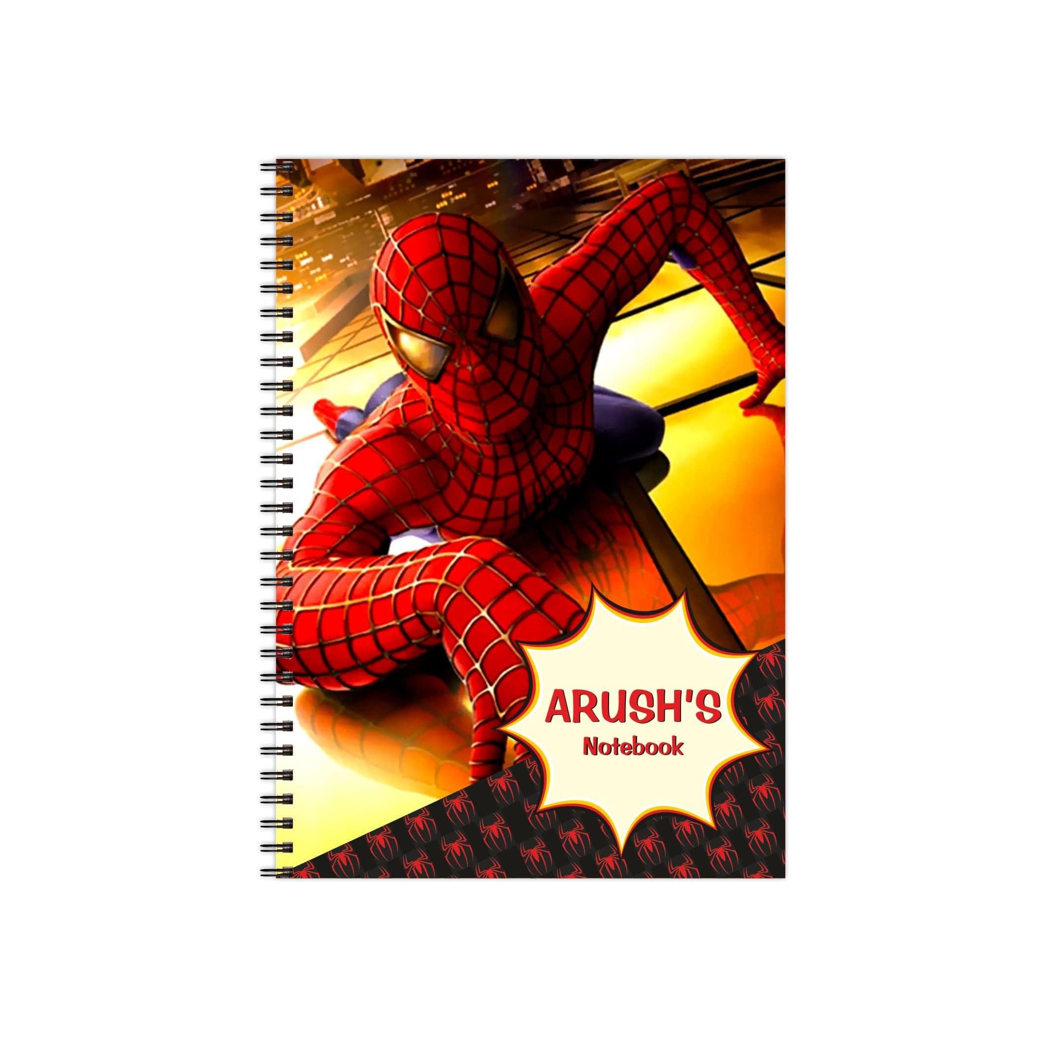 Spiderman Note Books with coloured Pages - 200 pages PERSONALISED Pretty UR Party