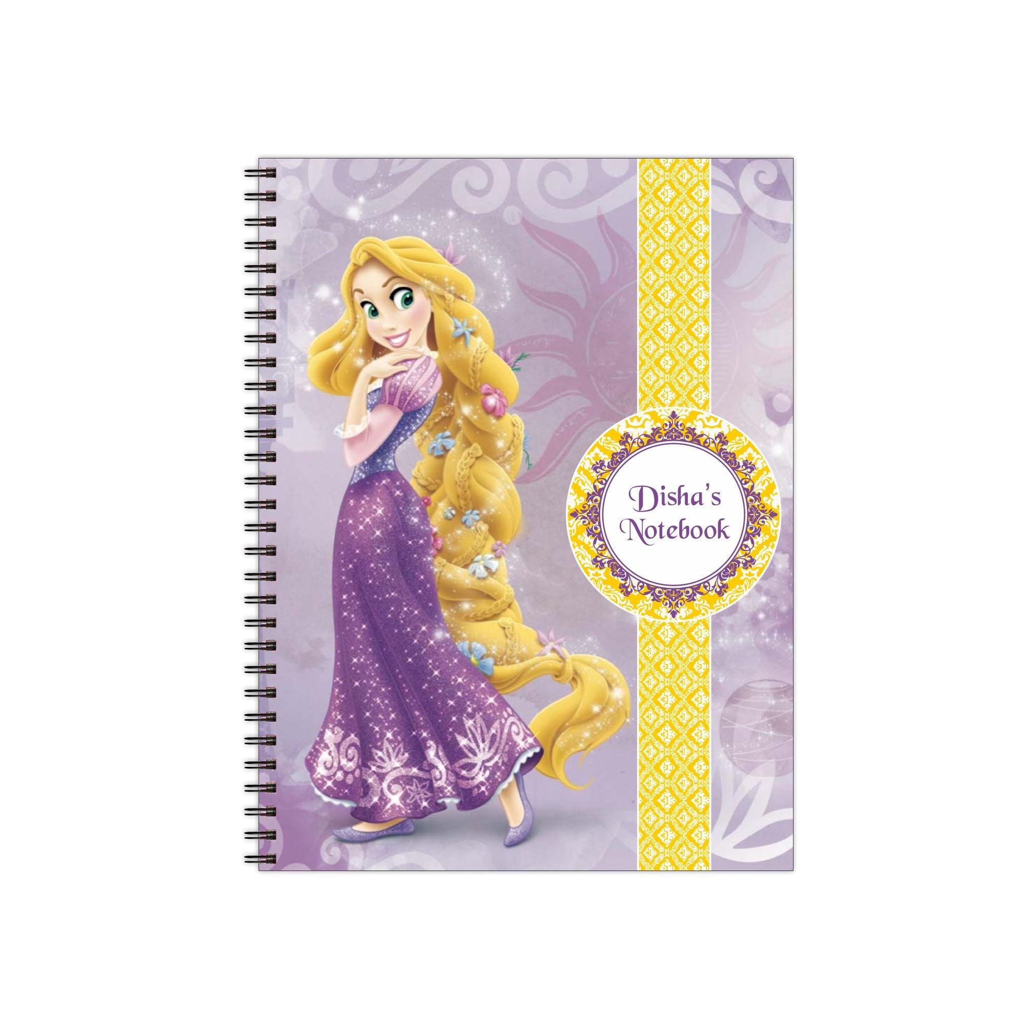 Tangled / Rapunzel Note Books with coloured Pages - 200 pages PERSONALISED Pretty UR Party