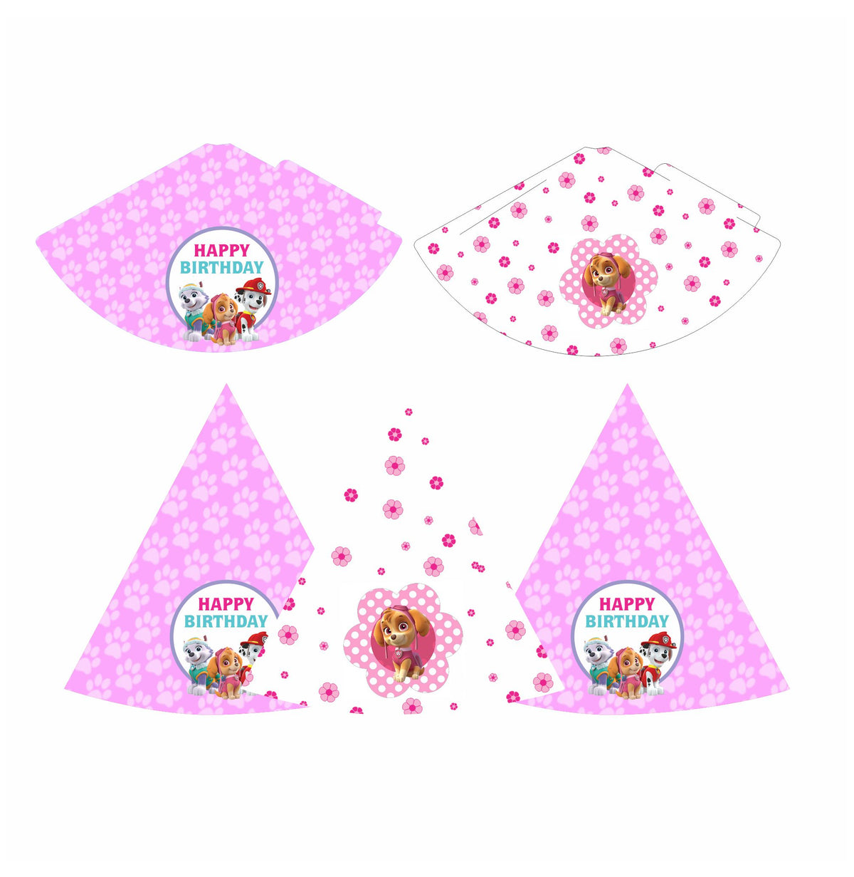 Paw Patrol Pink Theme Hats - Pack of 10