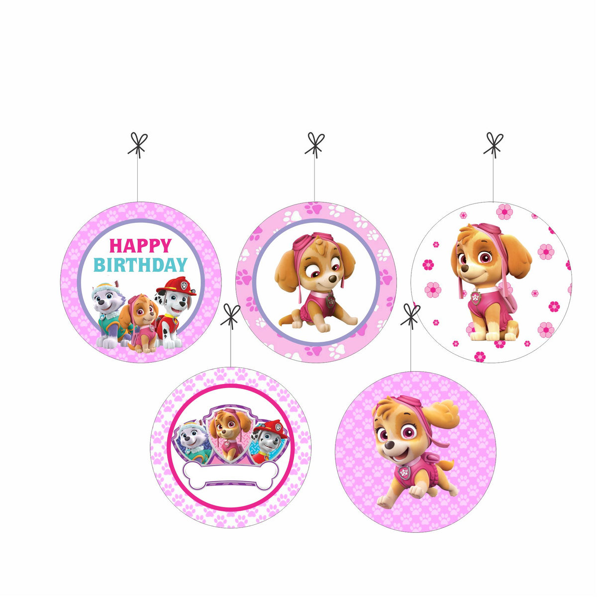 Paw Patrol Pink Theme Danglers