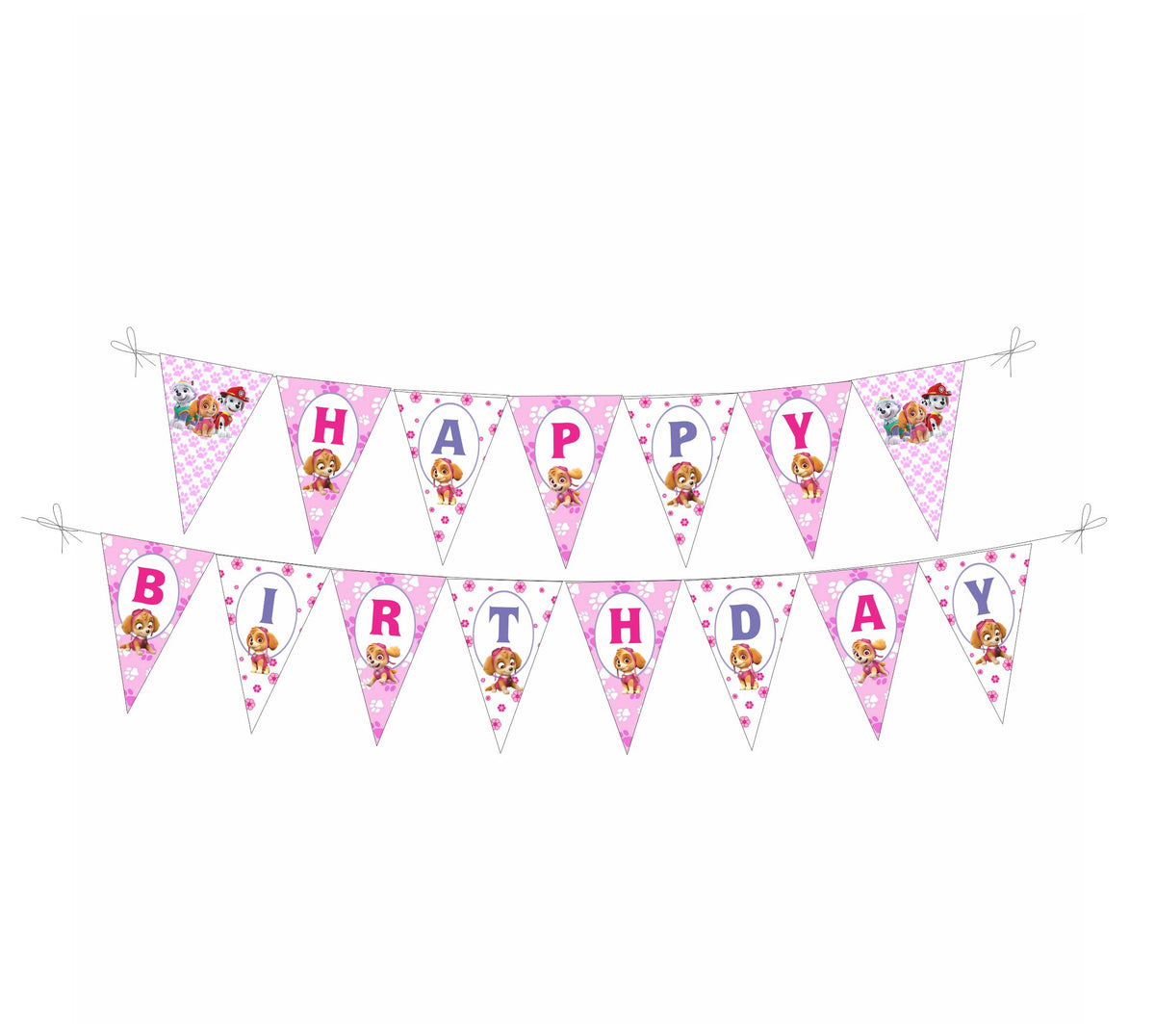 Paw Patrol Pink Theme Bunting