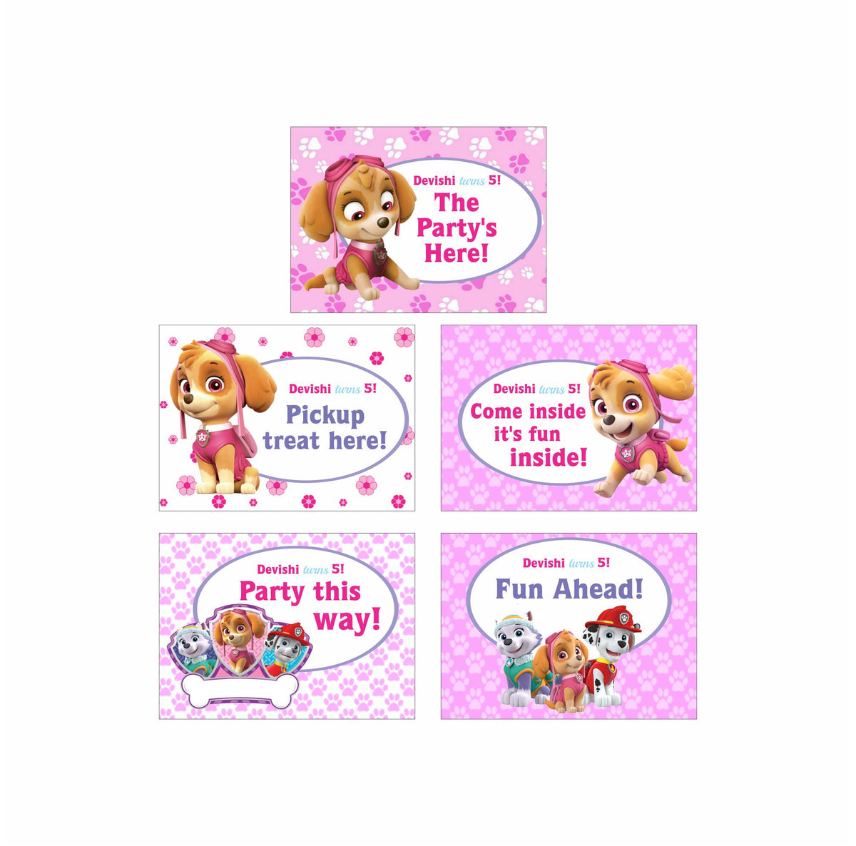 Paw Patrol Pink Party Signs