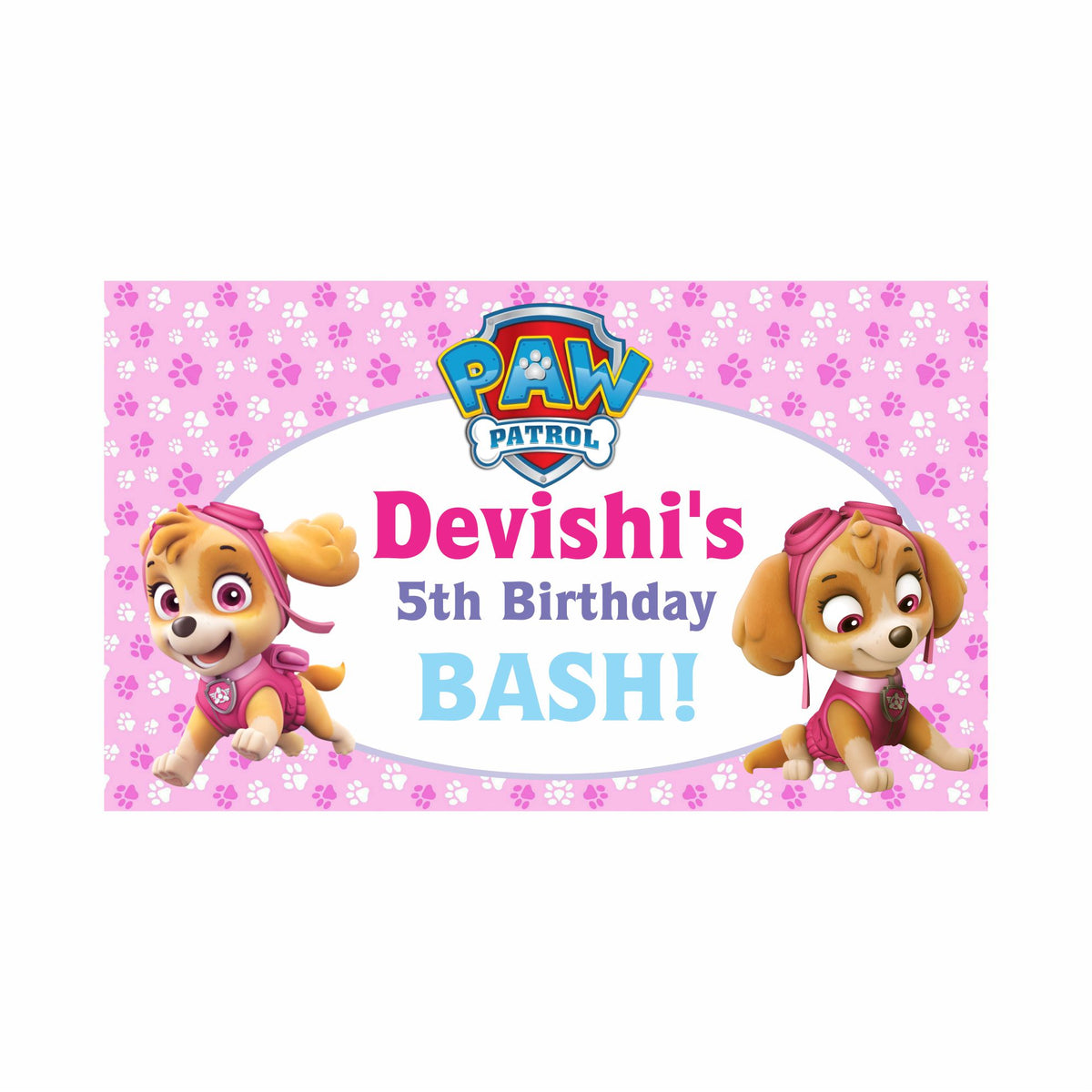 Paw Patrol Pink Theme Backdrop