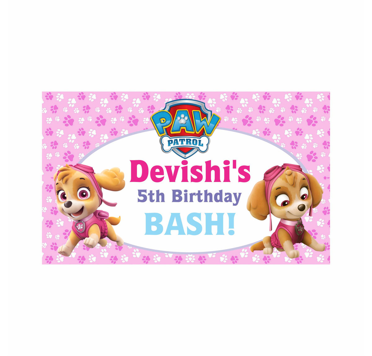 Paw Patrol Pink Theme Backdrop