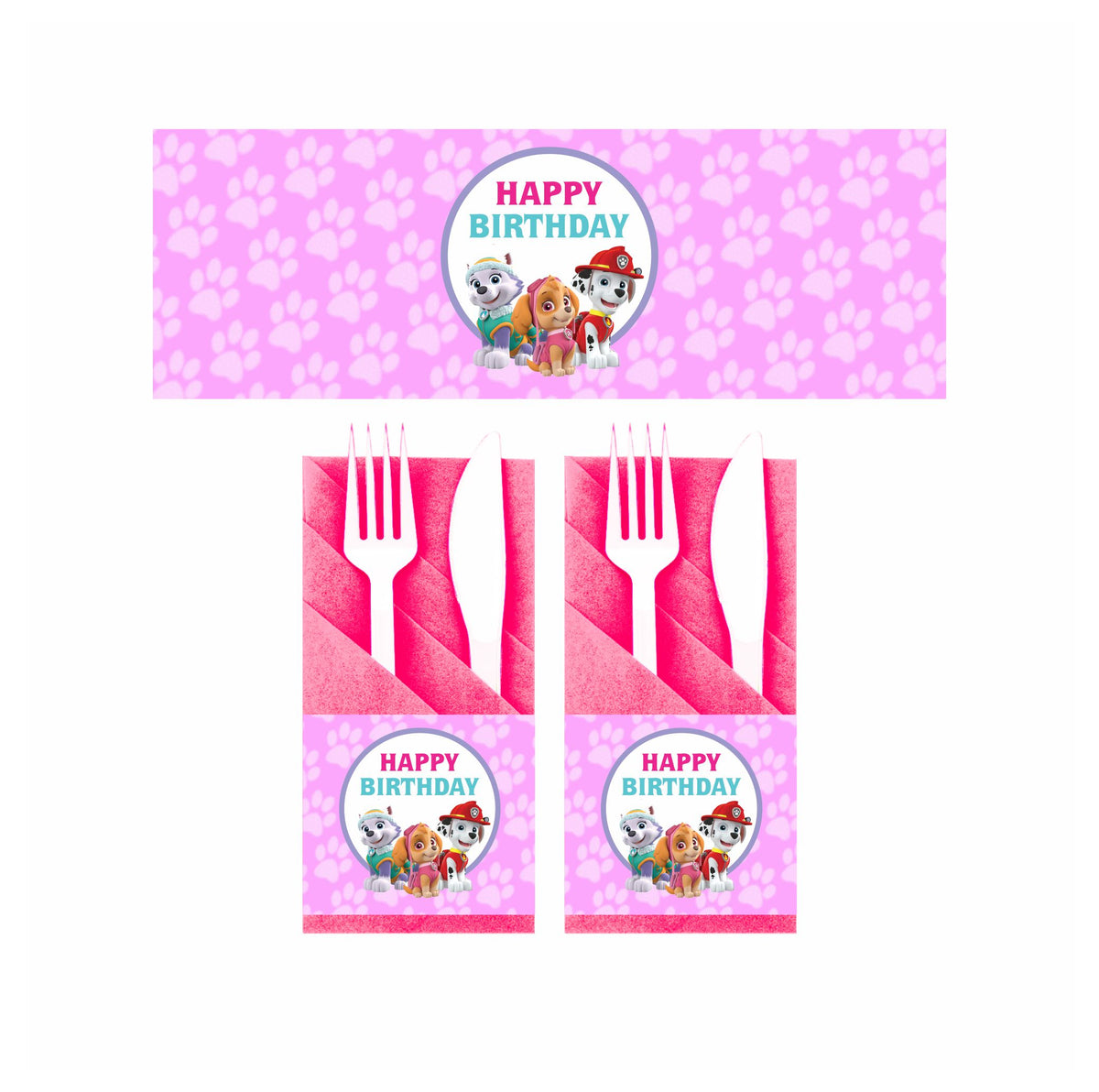 Paw Patrol Pink Theme Napkin Rings