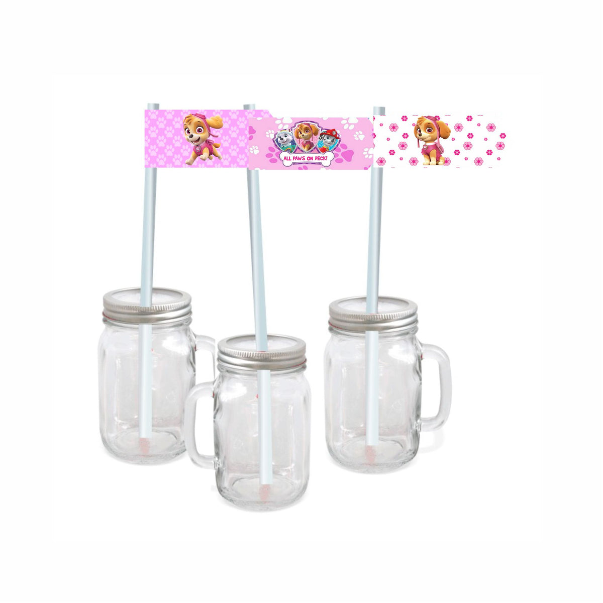 Paw Patrol Pink Theme Drink Straws — image 2