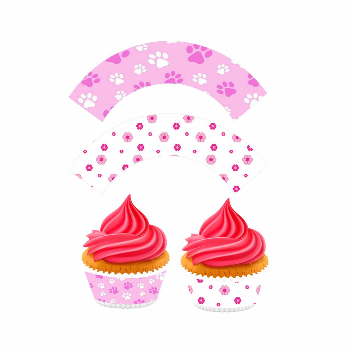Paw Patrol Pink Theme Cupcake Wrappers
