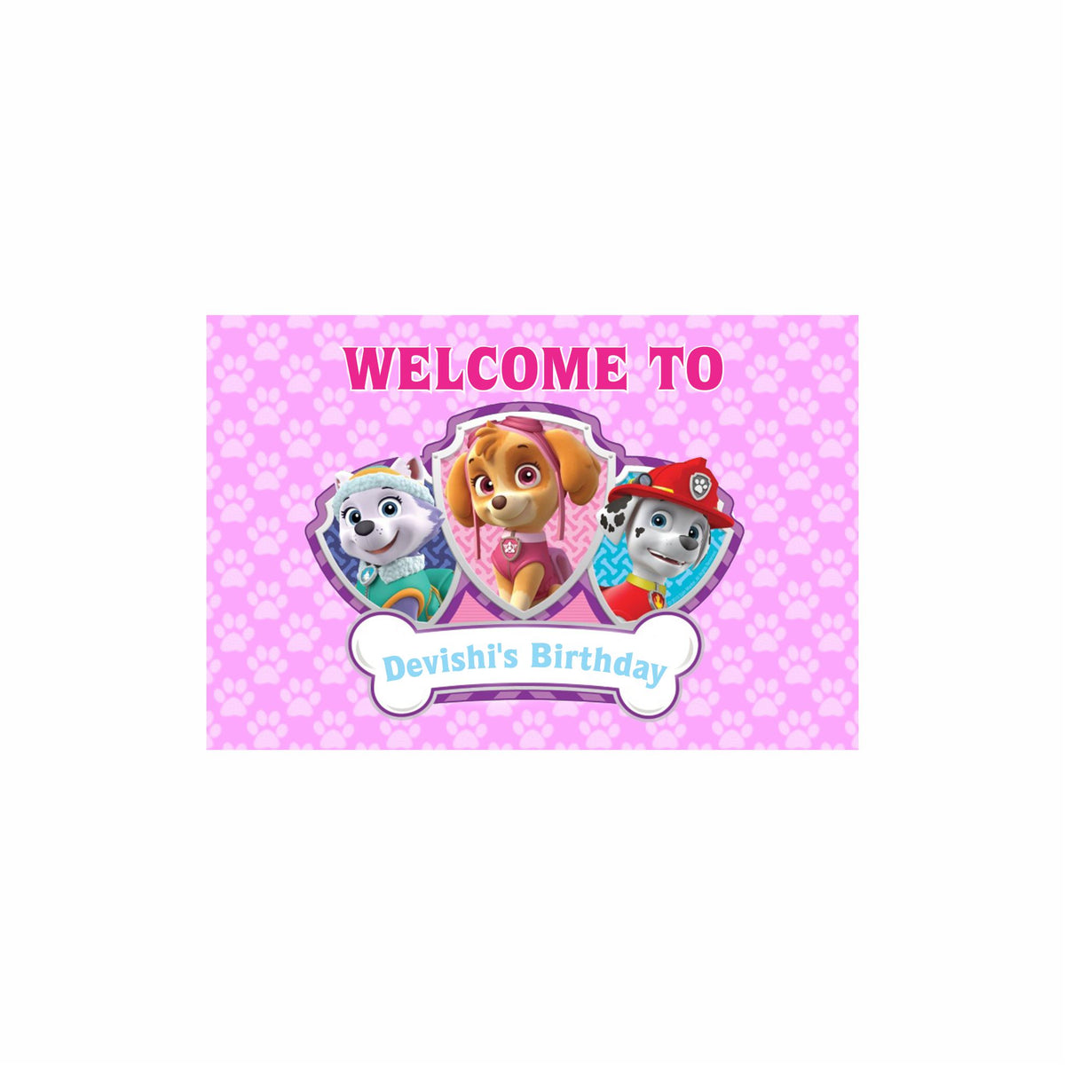 Paw Patrol Pink Theme Entrance Banner / Door Sign