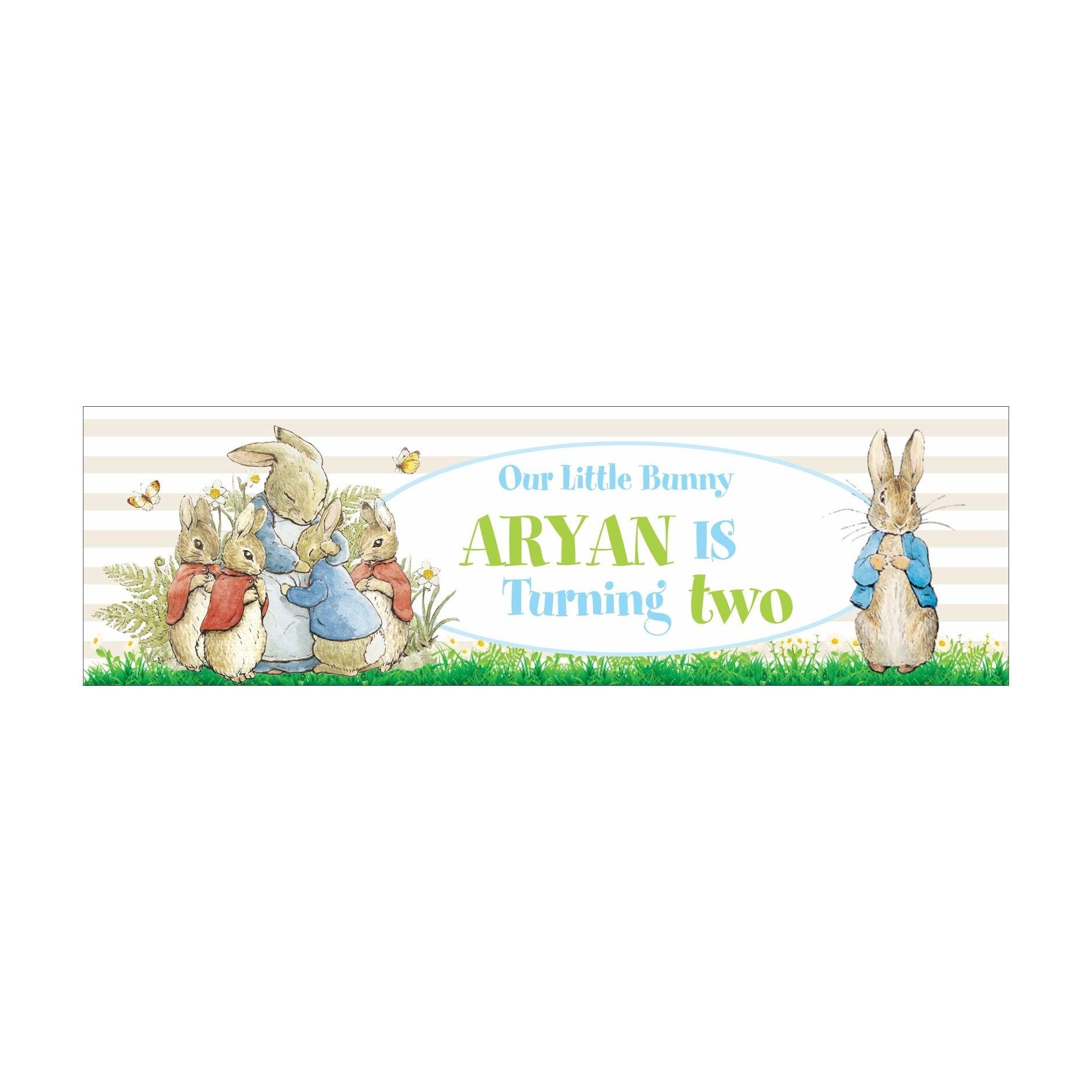 Personalized Peter Rabbit Theme Banner 30in ALL PARTY SUPPLIES Pretty UR Party