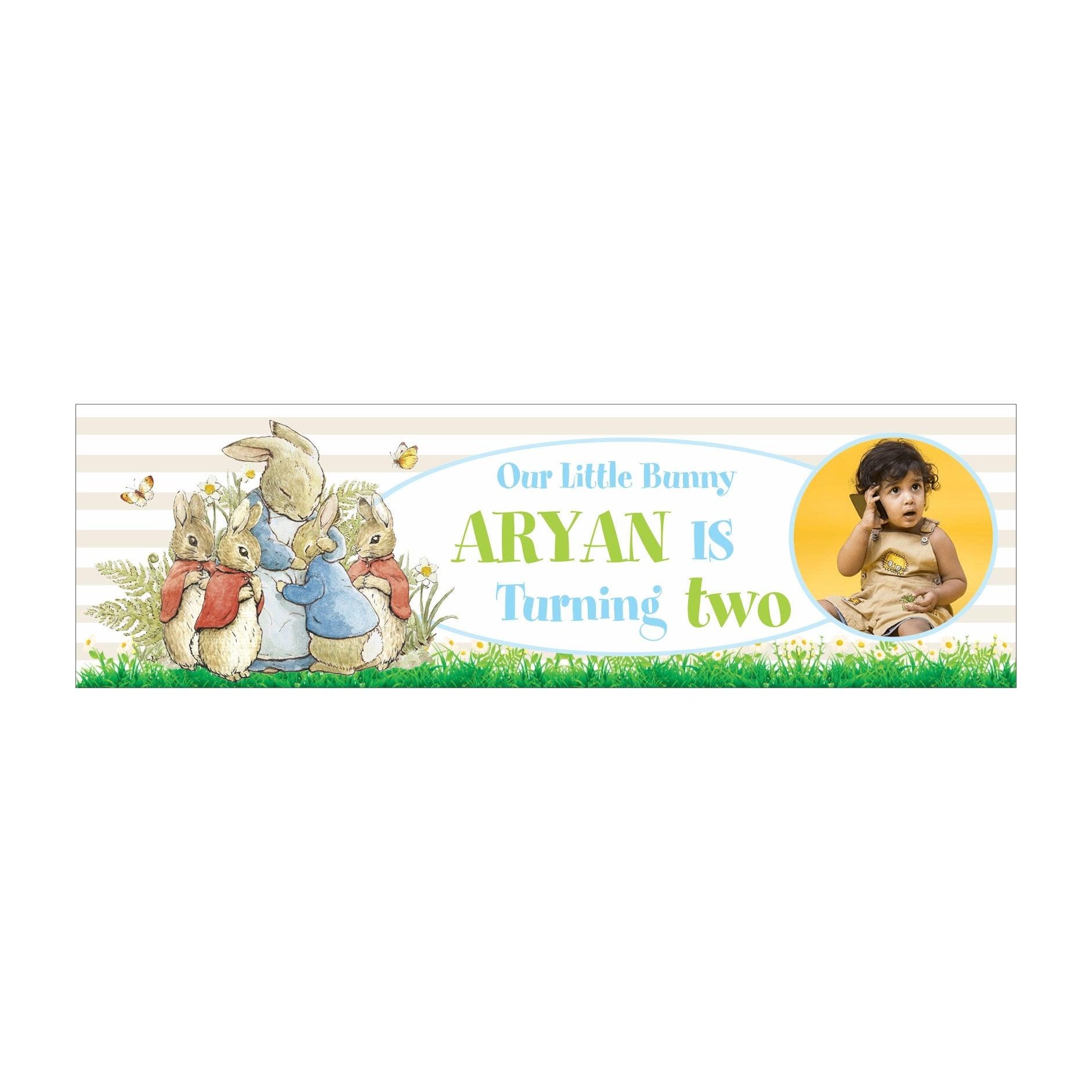 Personalized Peter Rabbit Theme Banner 30in ALL PARTY SUPPLIES Pretty UR Party