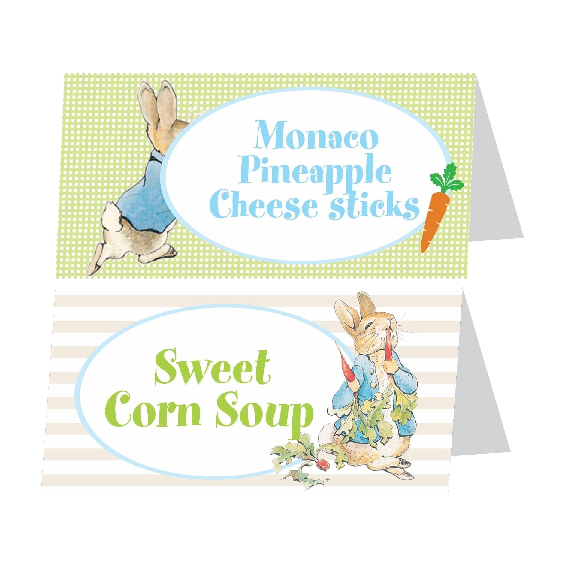 Peter Rabbit Theme Food Labels / Buffet Table Cards THEME PARTIES Pretty UR Party