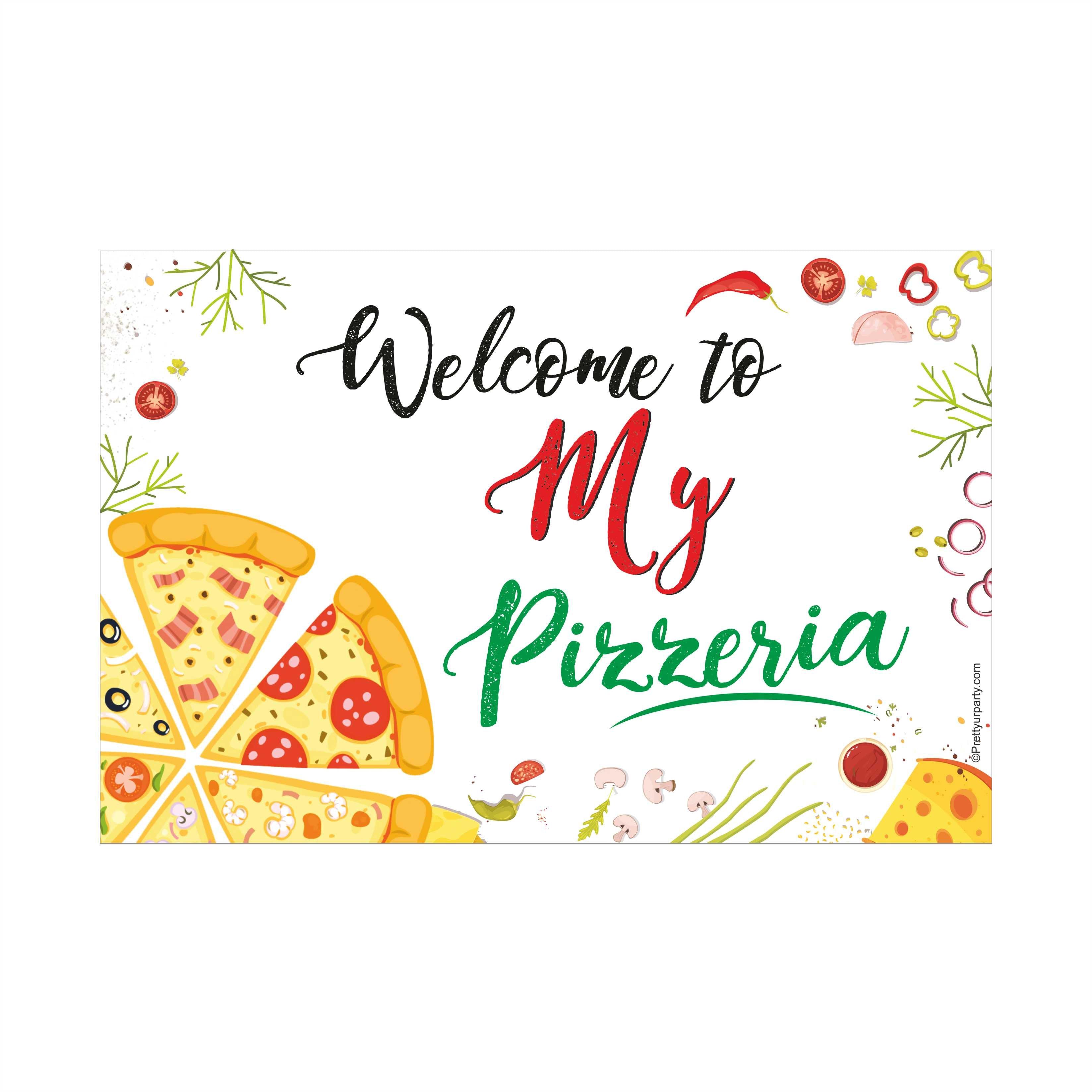 Pizza Party Theme Entrance Banner / Door Sign THEME PARTIES Pretty UR Party