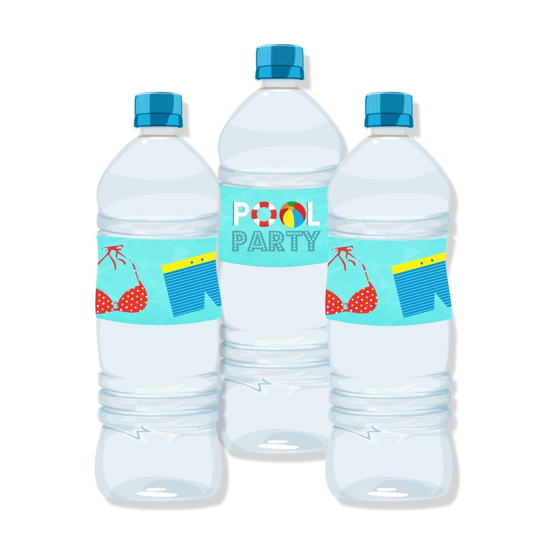 Splash Pool Theme Water Bottle Labels THEME PARTIES Pretty UR Party