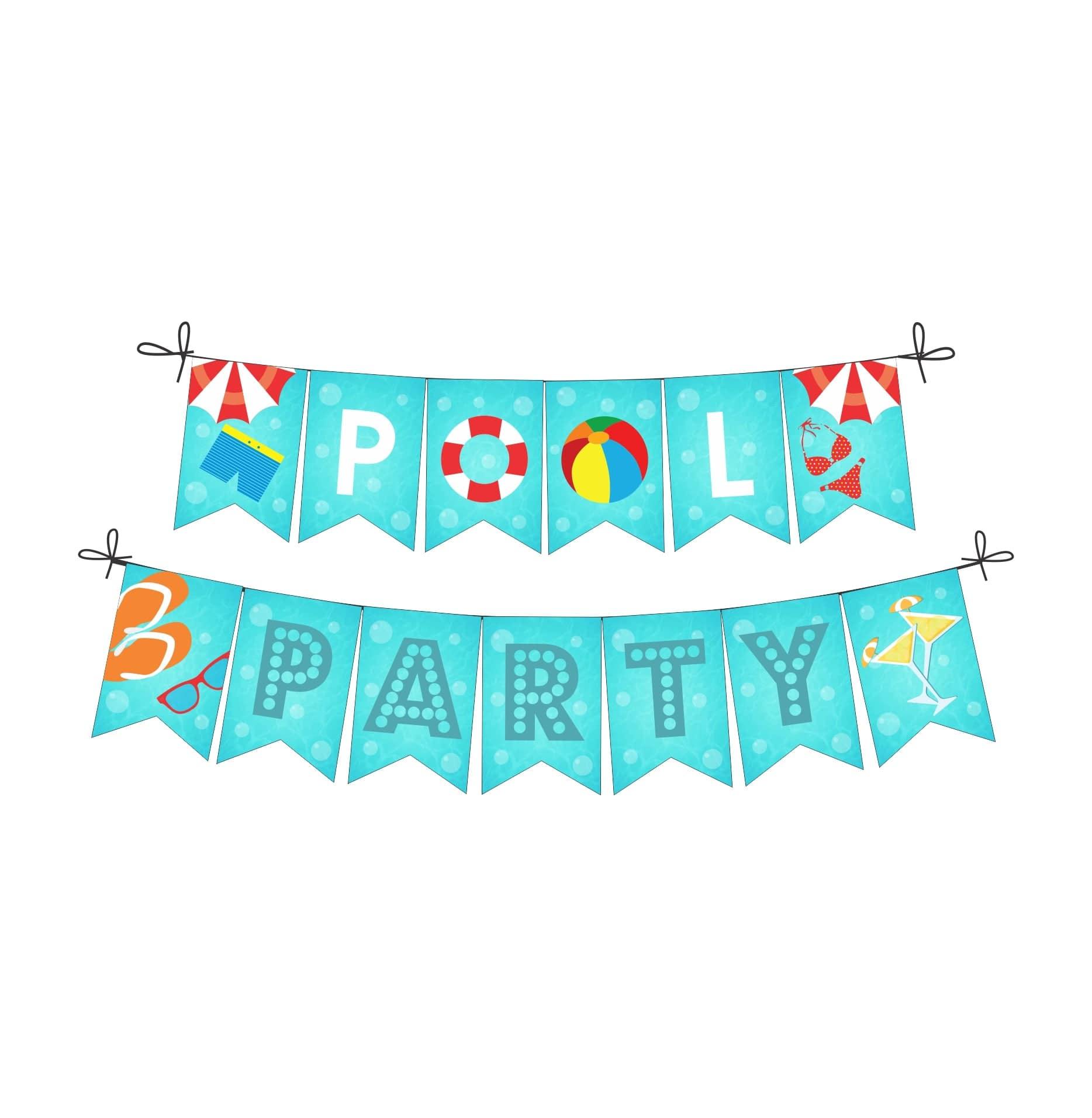 Splash Pool Party Theme Bunting DECORATIONS Pretty UR Party