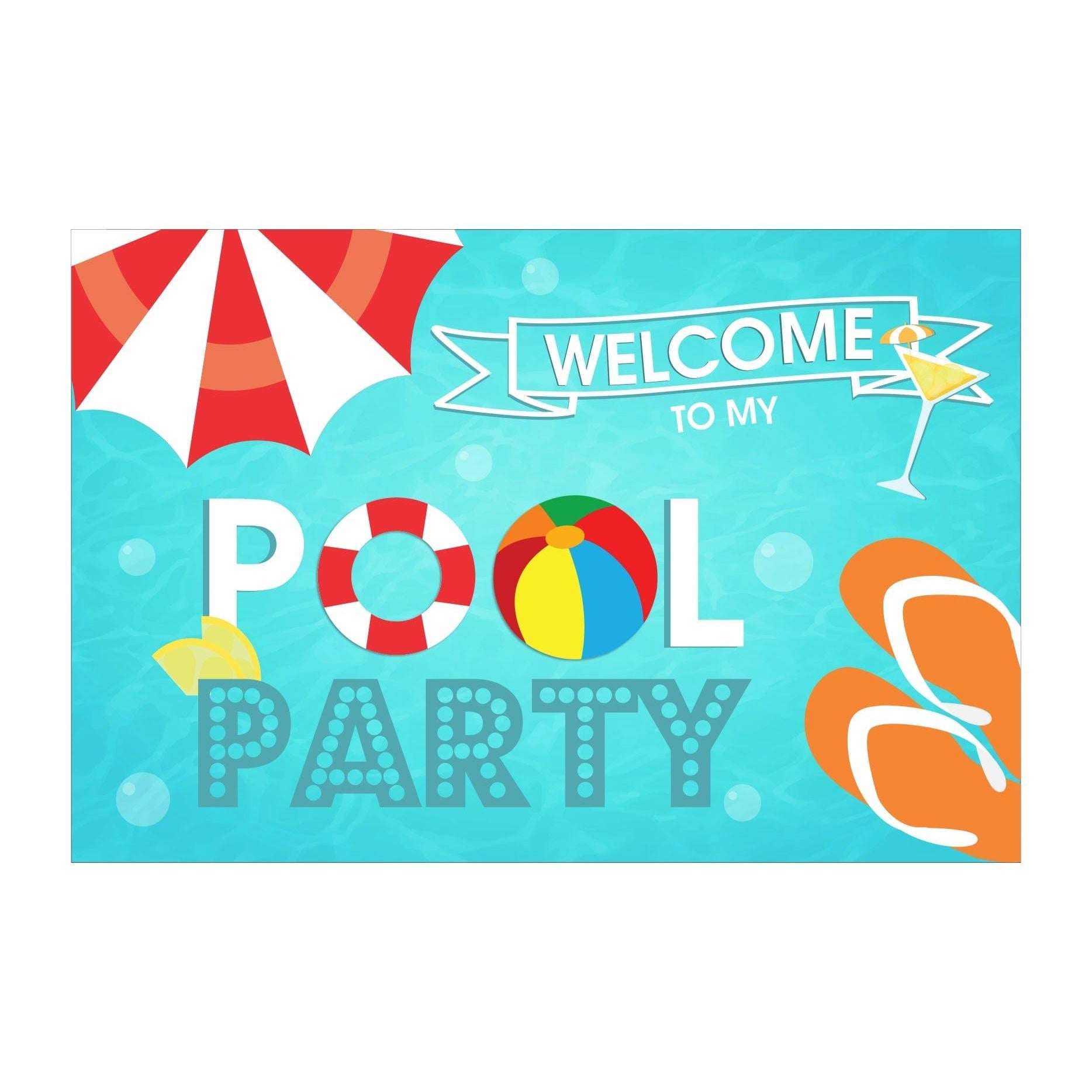 Splash Pool Party Theme Entrance Banner / Door Sign THEME PARTIES Pretty UR Party
