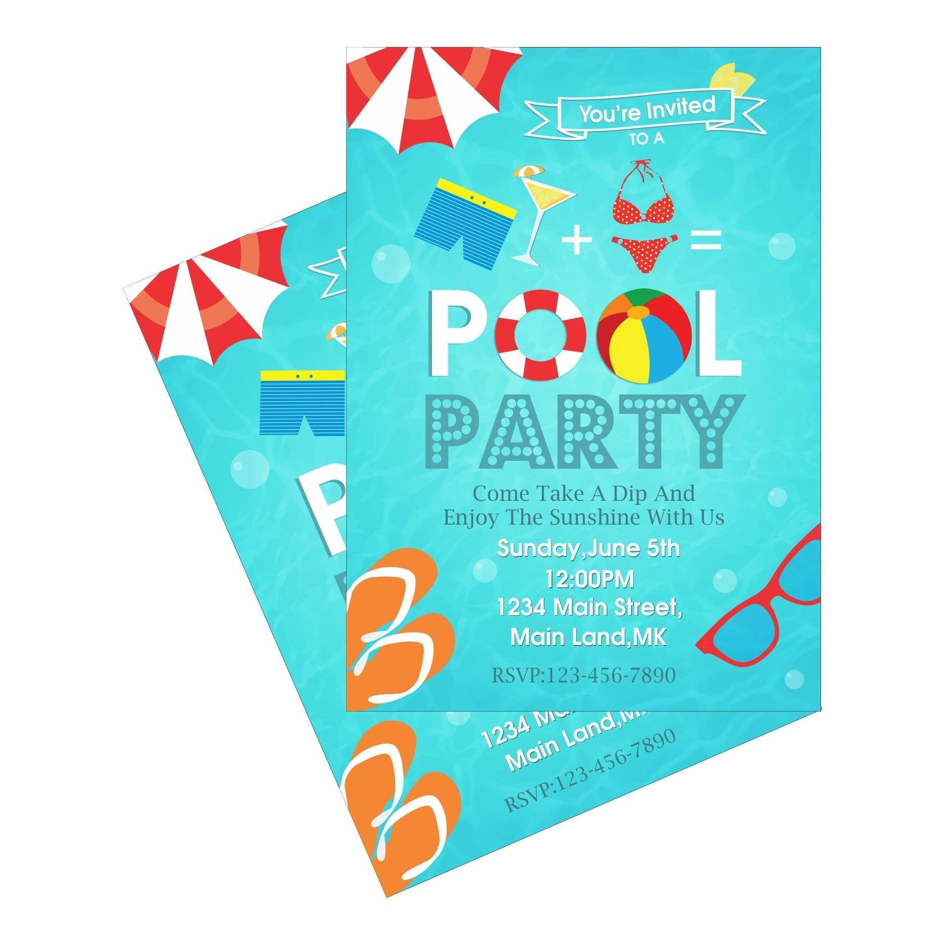 Splash Pool Party Theme Invitations ALL PARTY SUPPLIES Pretty UR Party