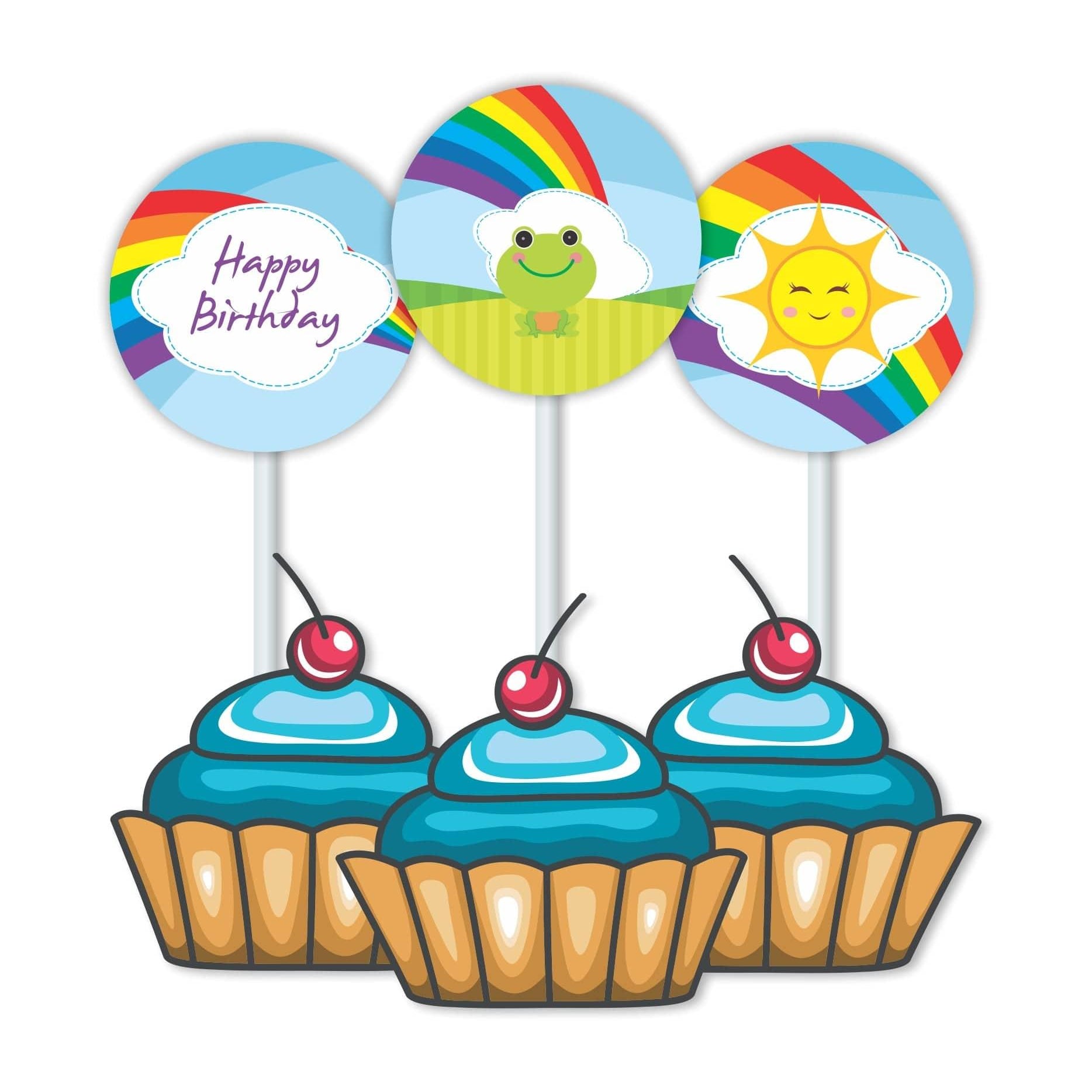 Rainbow Themed Cupcake Toppers THEME PARTIES Pretty UR Party