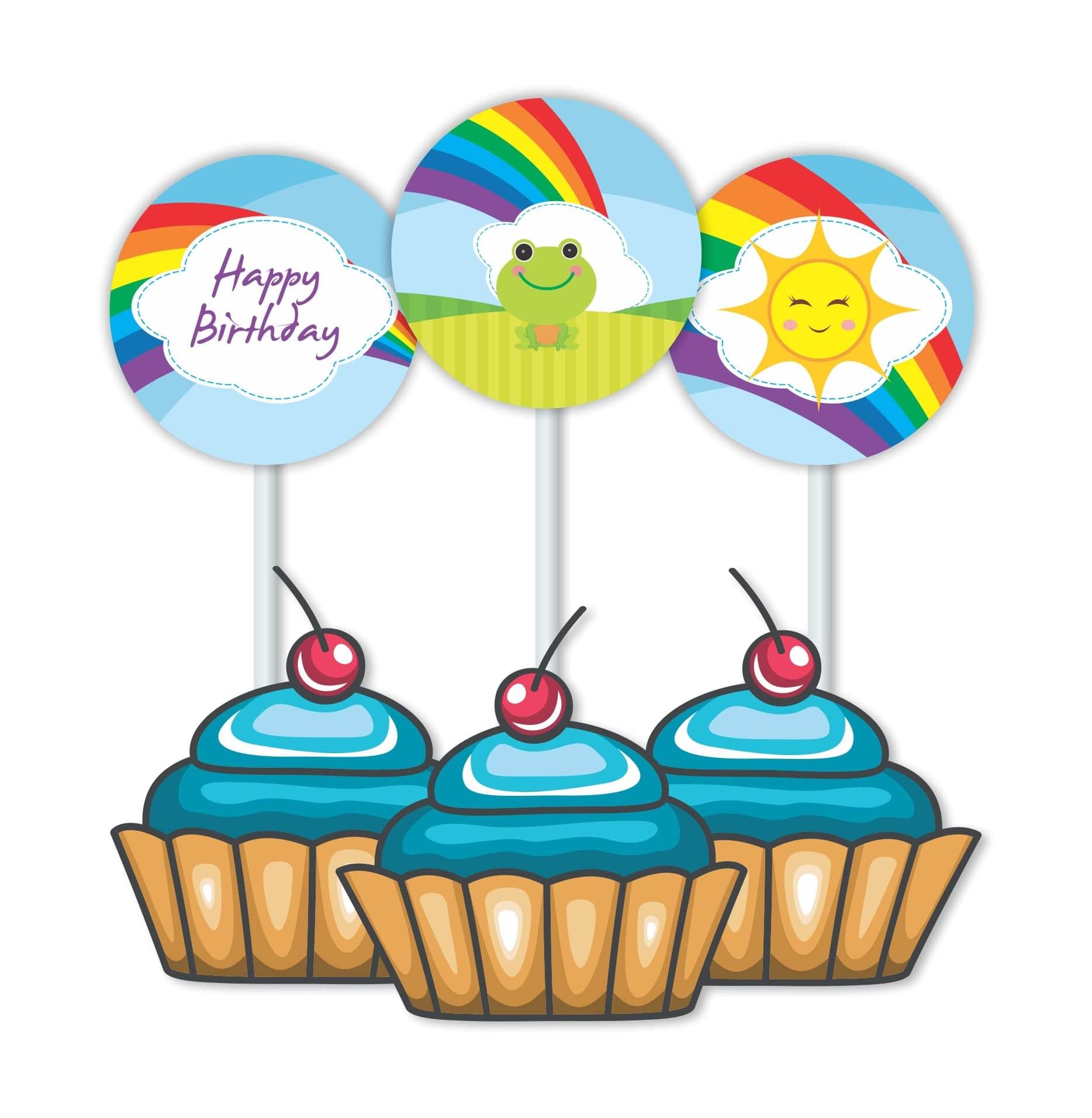 Rainbow Themed Cupcake Toppers THEME PARTIES Pretty UR Party