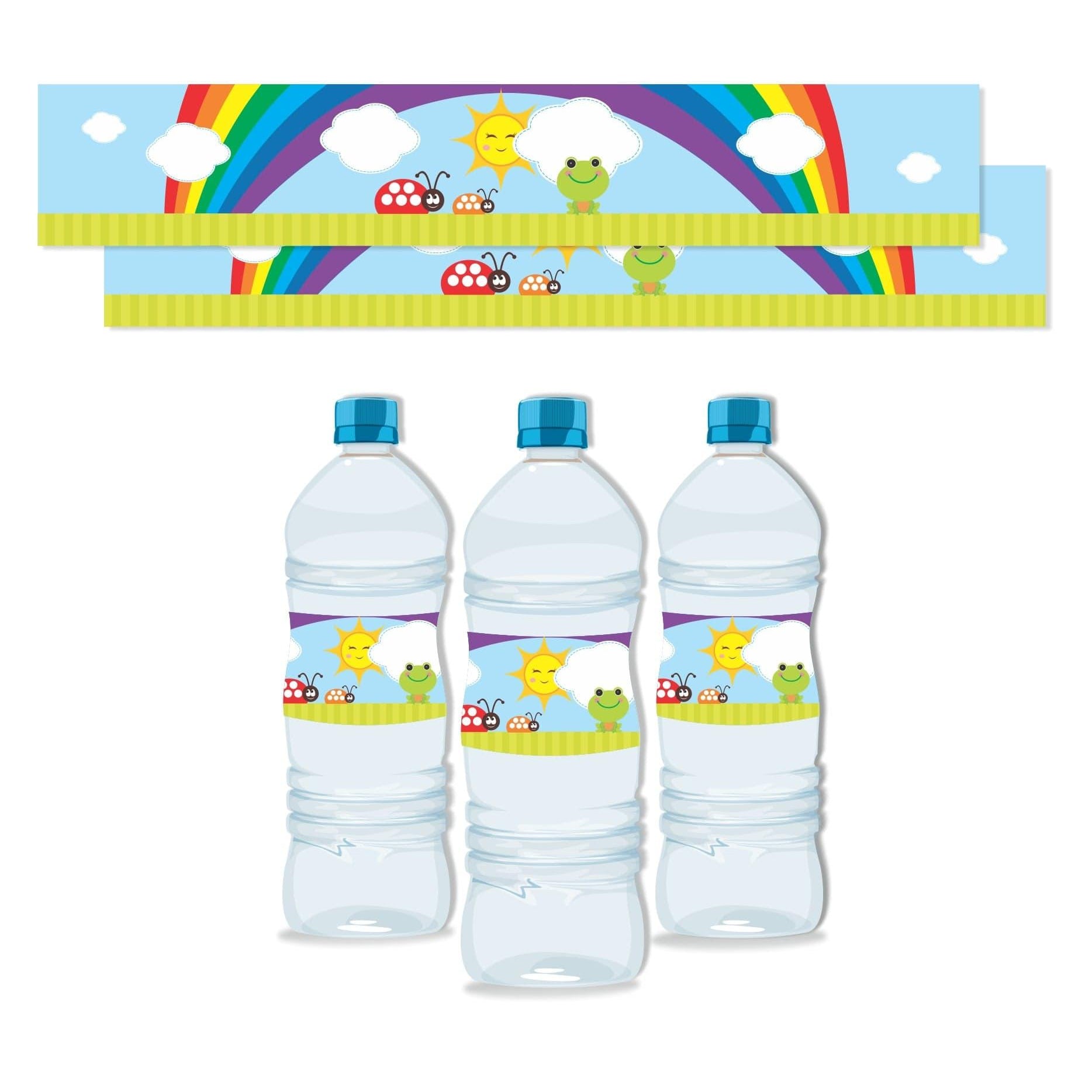 Rainbow Themed Water Bottle Labels THEME PARTIES Pretty UR Party