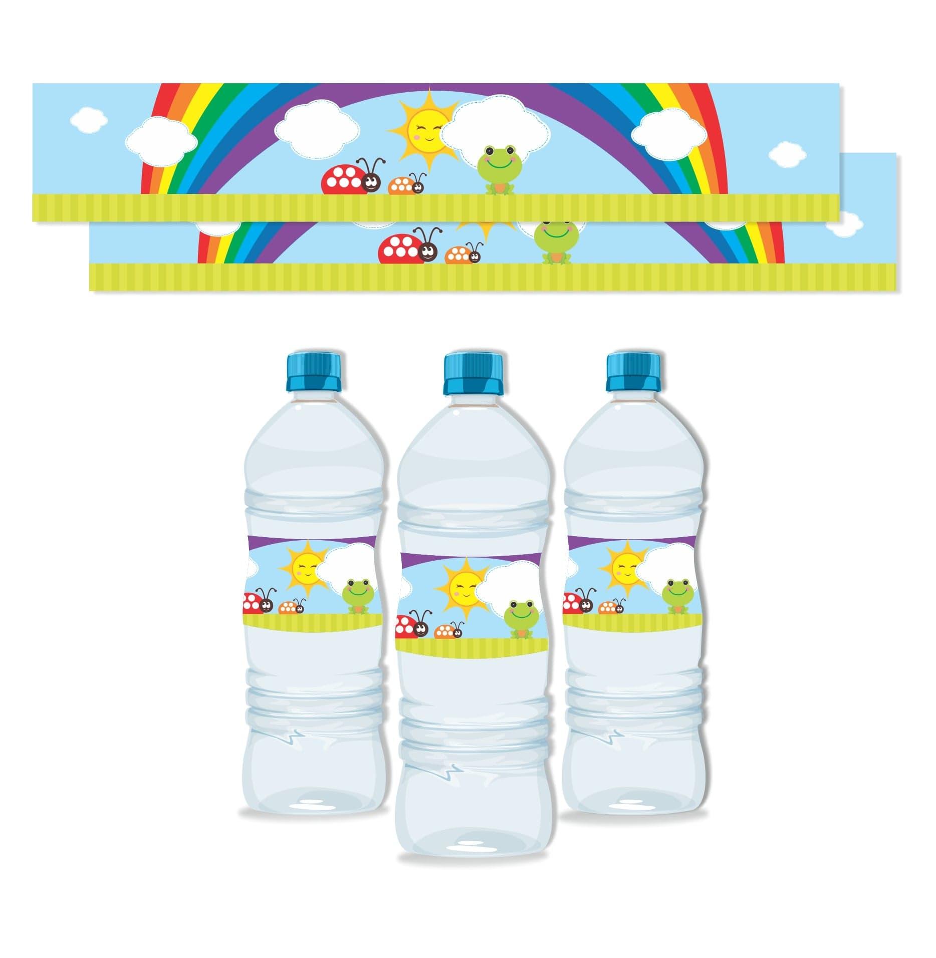 Rainbow Themed Water Bottle Labels THEME PARTIES Pretty UR Party