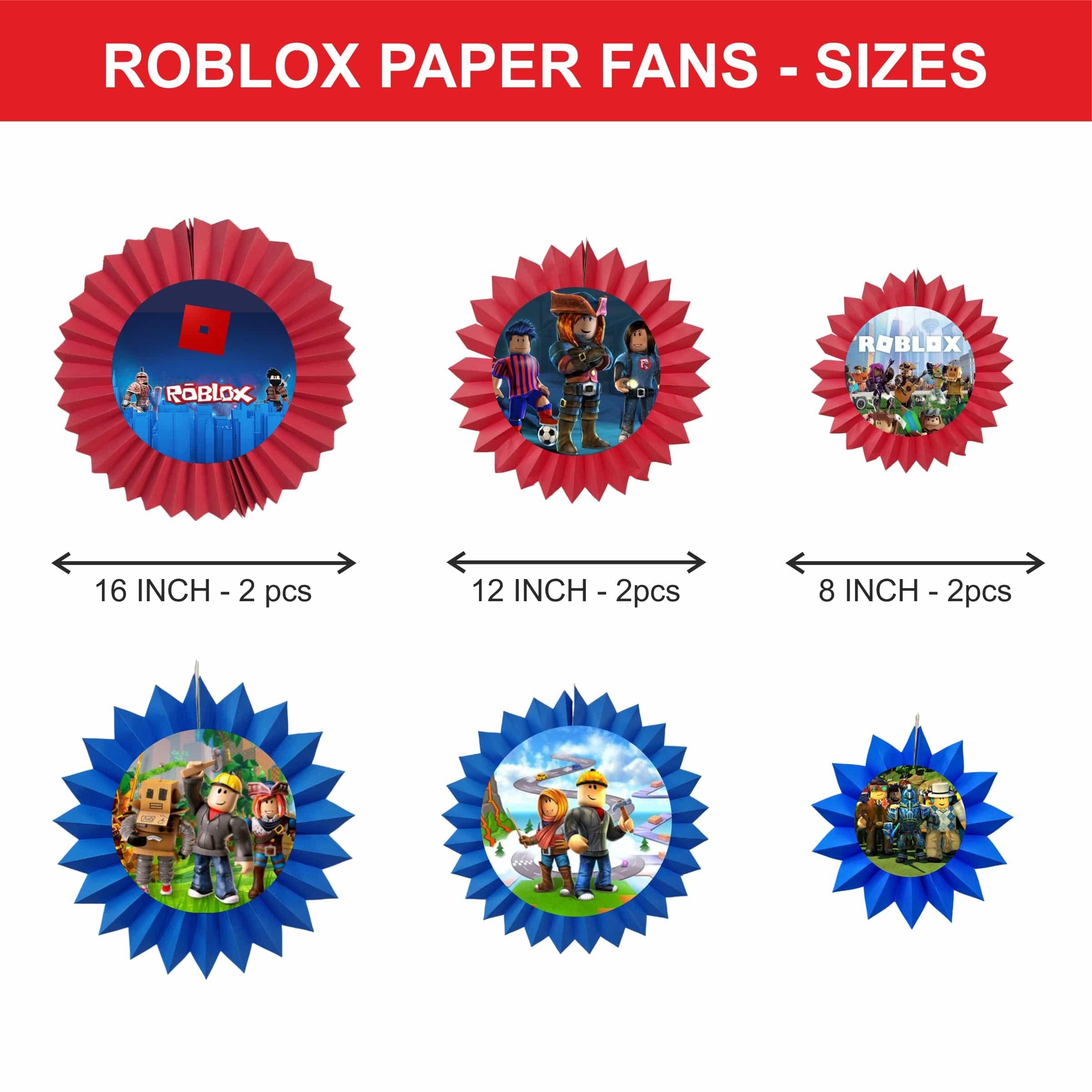 Roblox Paper Fans - Set of 6 DECORATIONS Pretty UR Party
