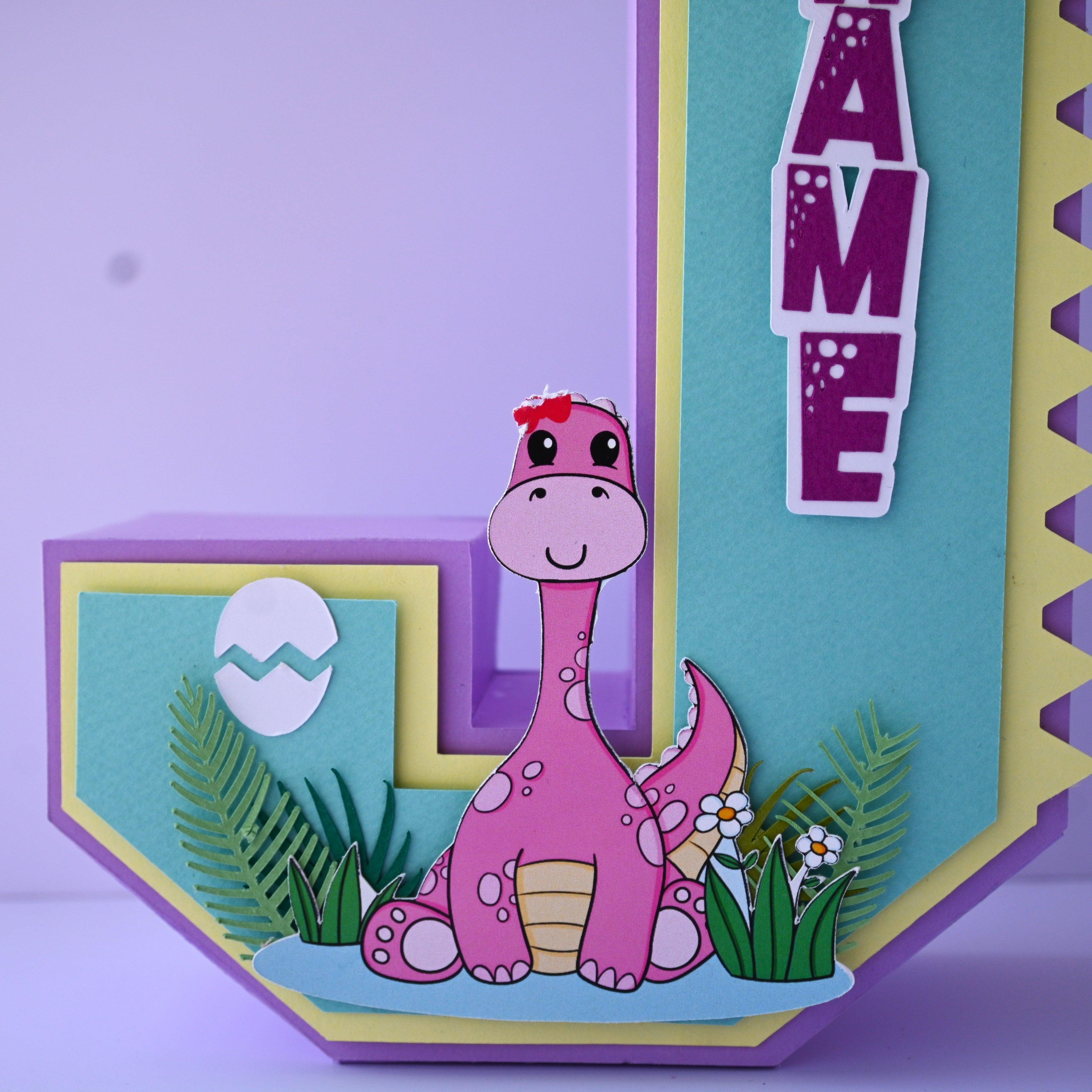 Girly Dinosaur 3D Letter / Number HANDCRAFTED PRETTY UR PARTY