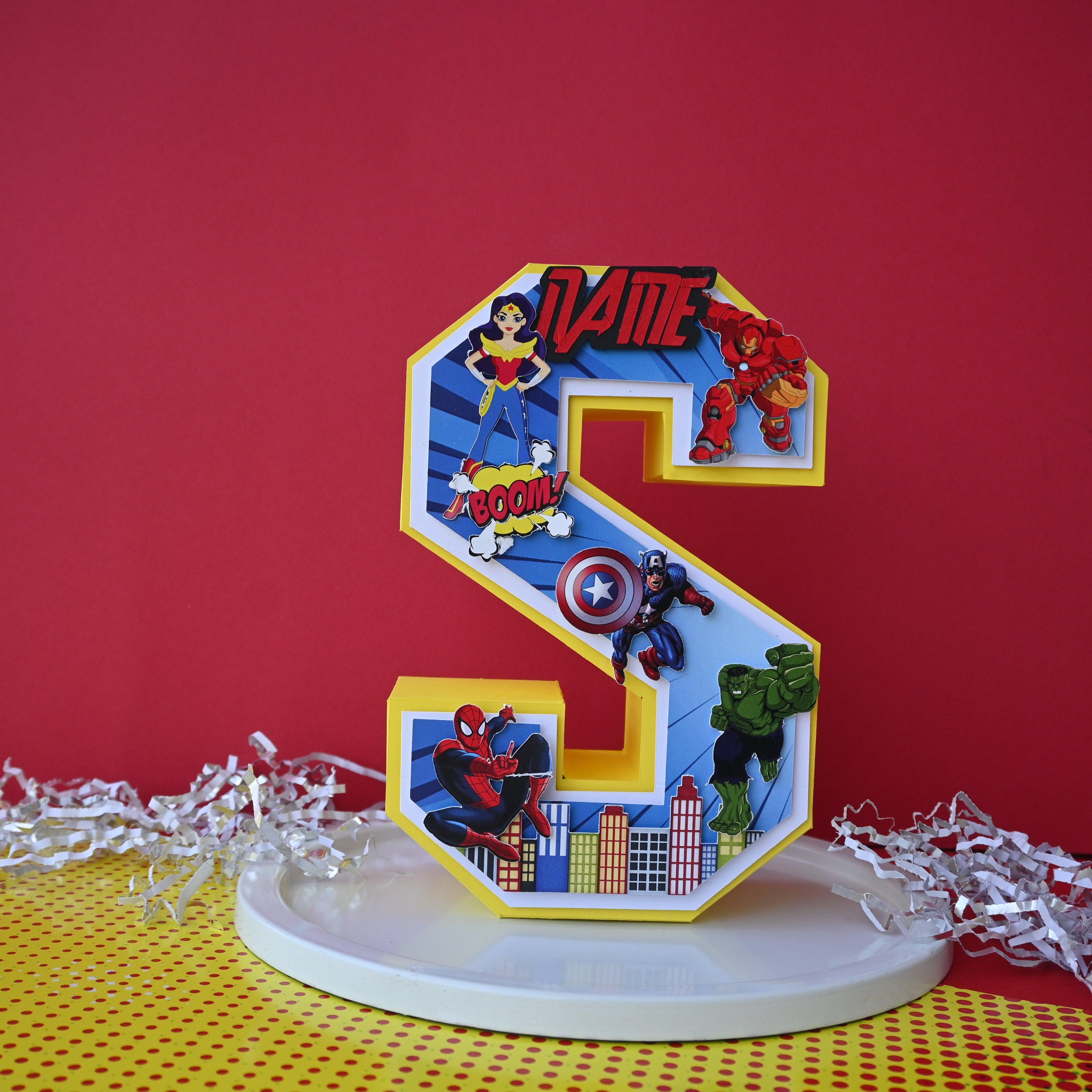 Superhero 3D Letter / Number HANDCRAFTED PRETTY UR PARTY