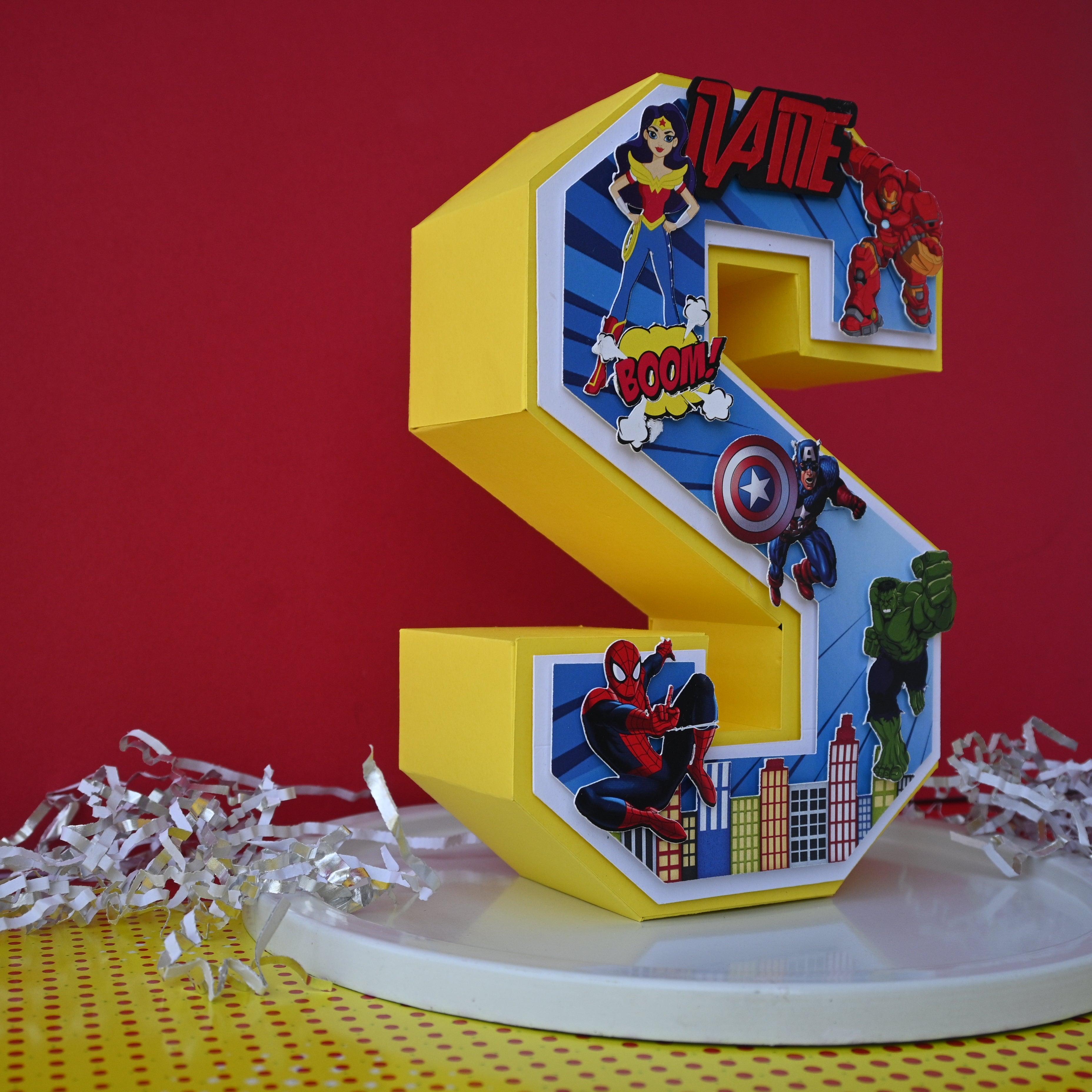 Superhero 3D Letter / Number HANDCRAFTED PRETTY UR PARTY