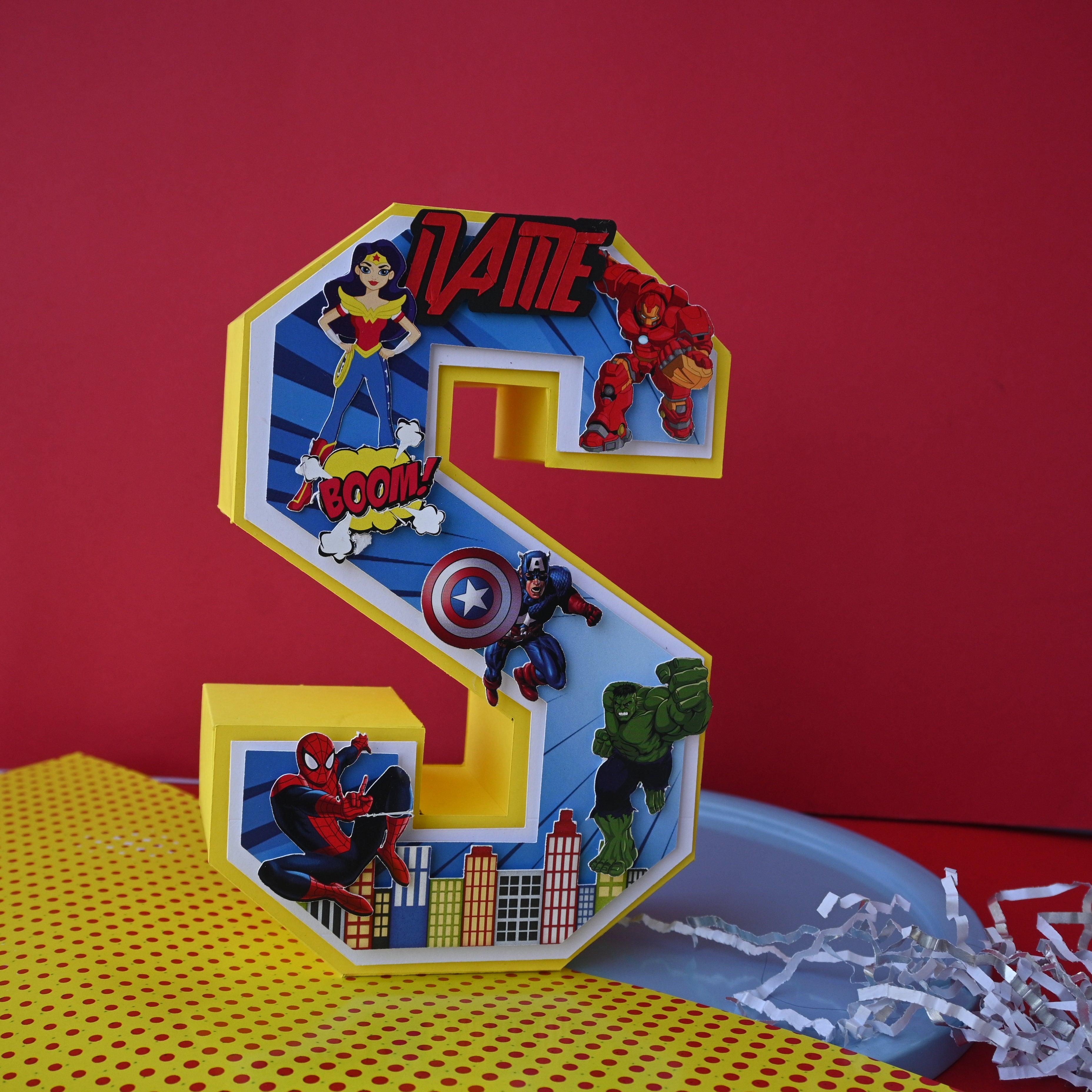 Superhero 3D Letter / Number HANDCRAFTED PRETTY UR PARTY
