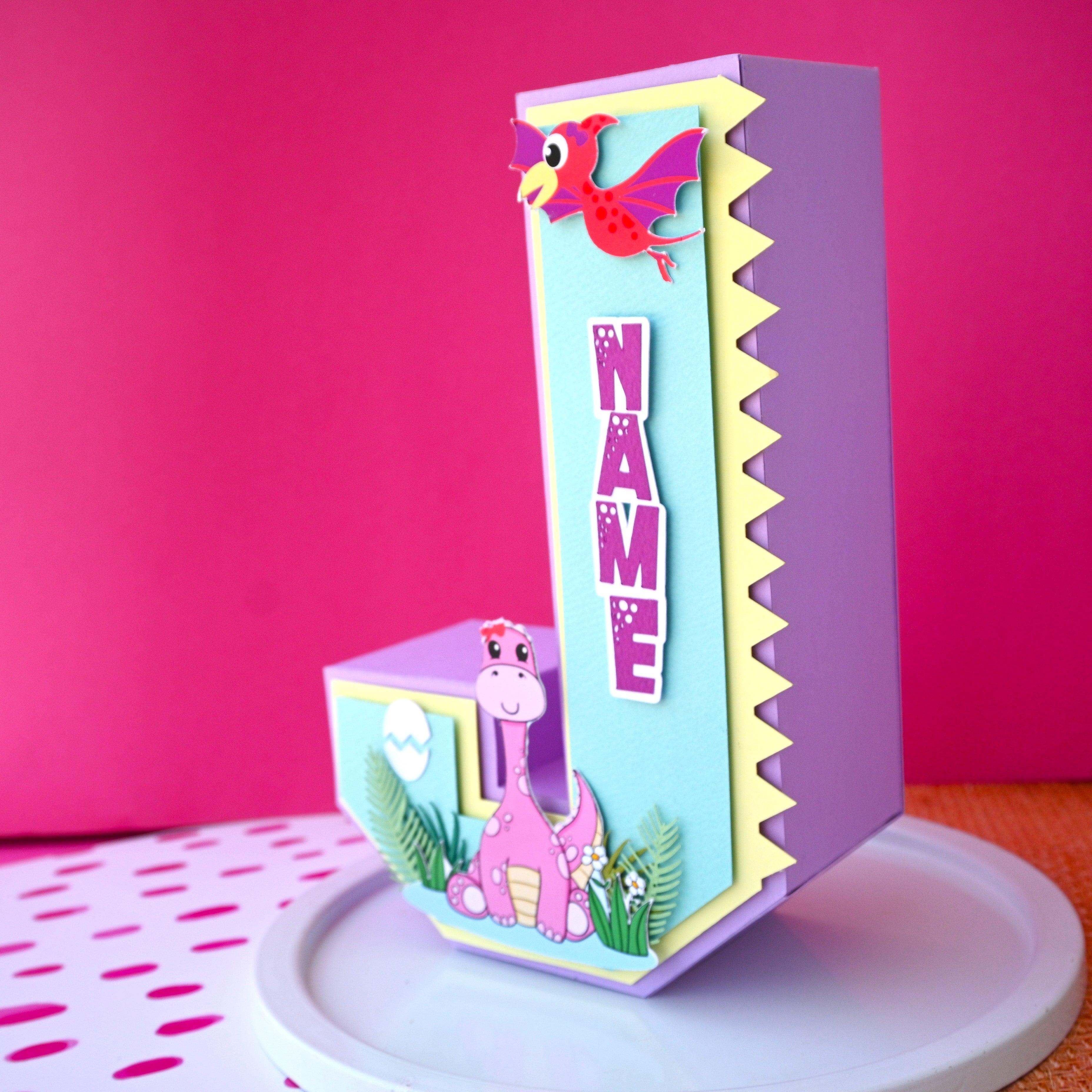 Girly Dinosaur 3D Letter / Number HANDCRAFTED PRETTY UR PARTY