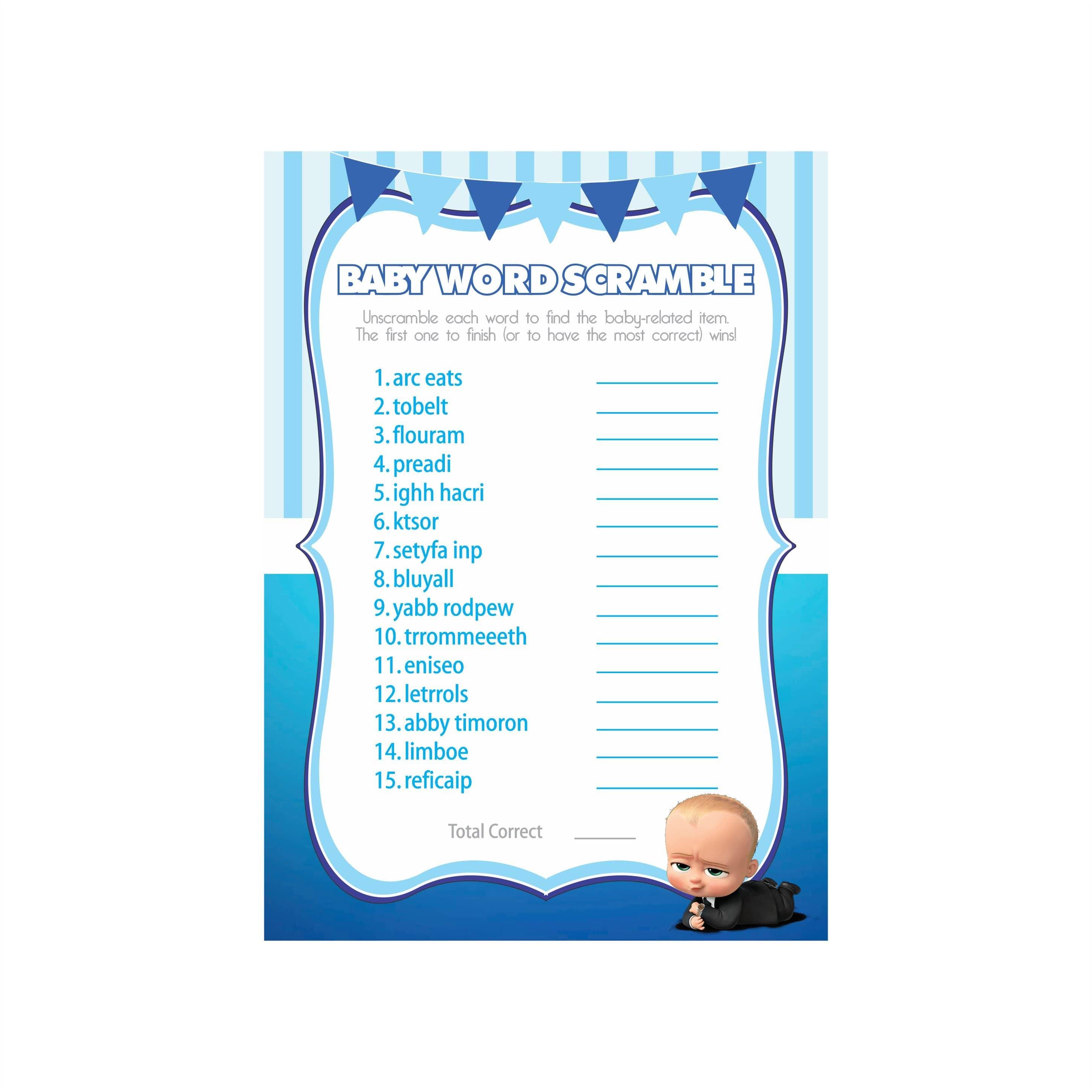 Boss Baby Scramble Game THEME PARTIES Pretty UR Party