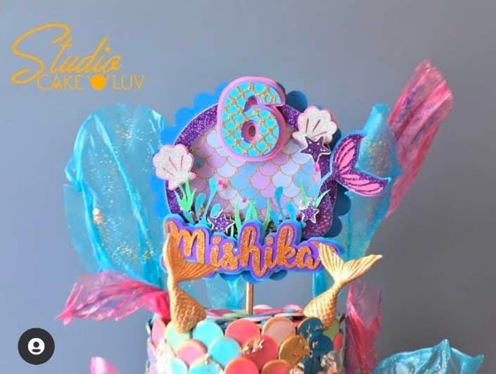 Mermaid Shaker Cake Topper HANDCRAFTED Pretty UR Party