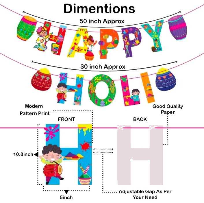 Happy Holi Colourful Bunting — image 3