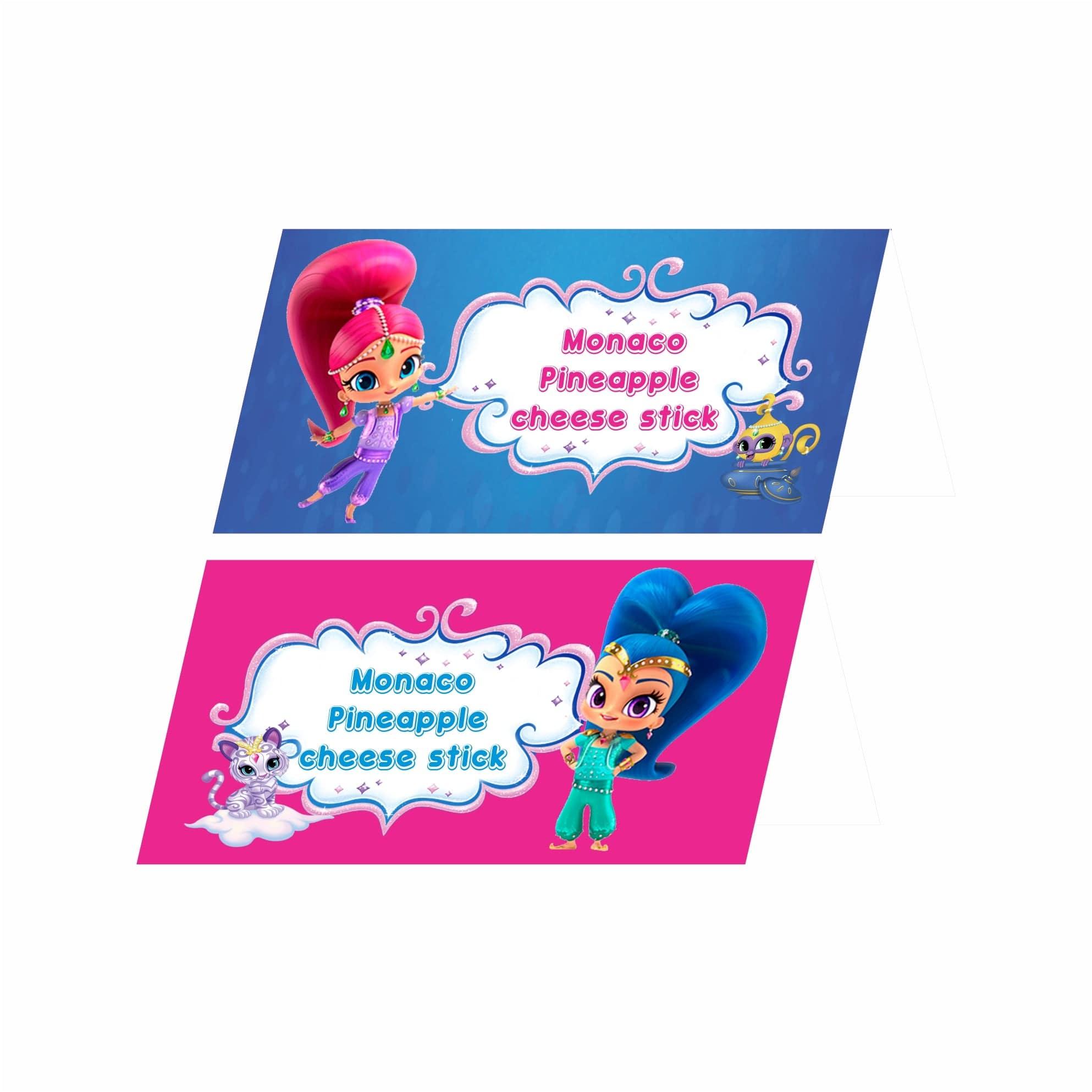 Shimmer and Shine Theme Food Labels / Buffet Table Cards THEME PARTIES Pretty UR Party