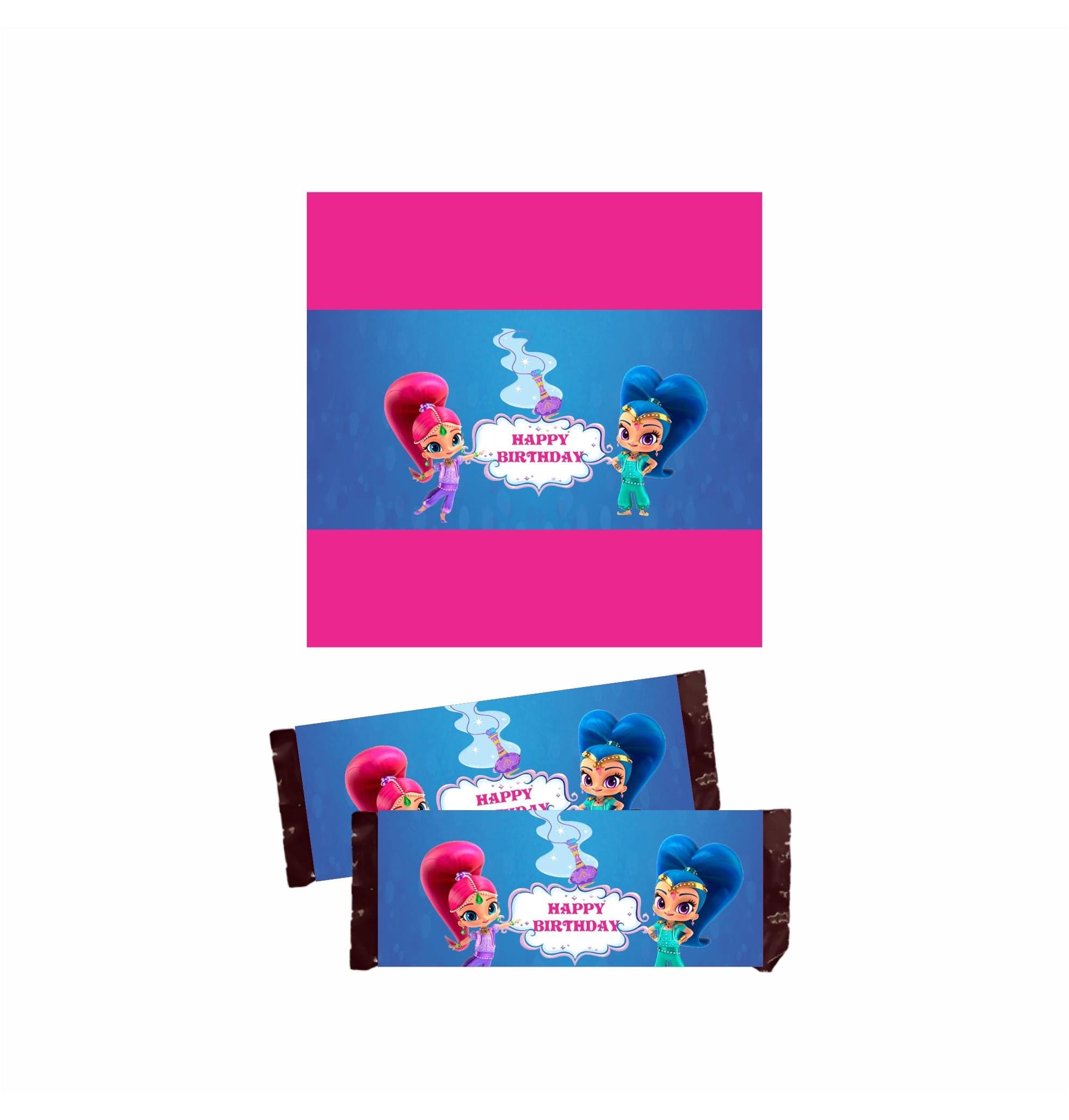 Shimmer and Shine Theme Chocolate Wrappers THEME PARTIES Pretty UR Party