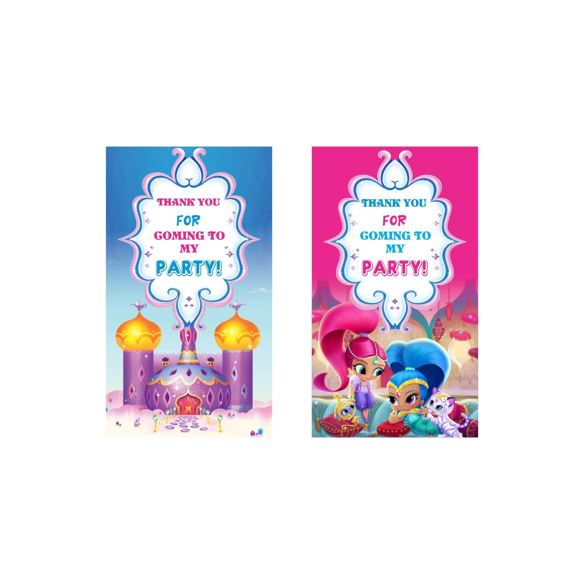 Shimmer and Shine Theme Thank you Tags THEME PARTIES Pretty UR Party