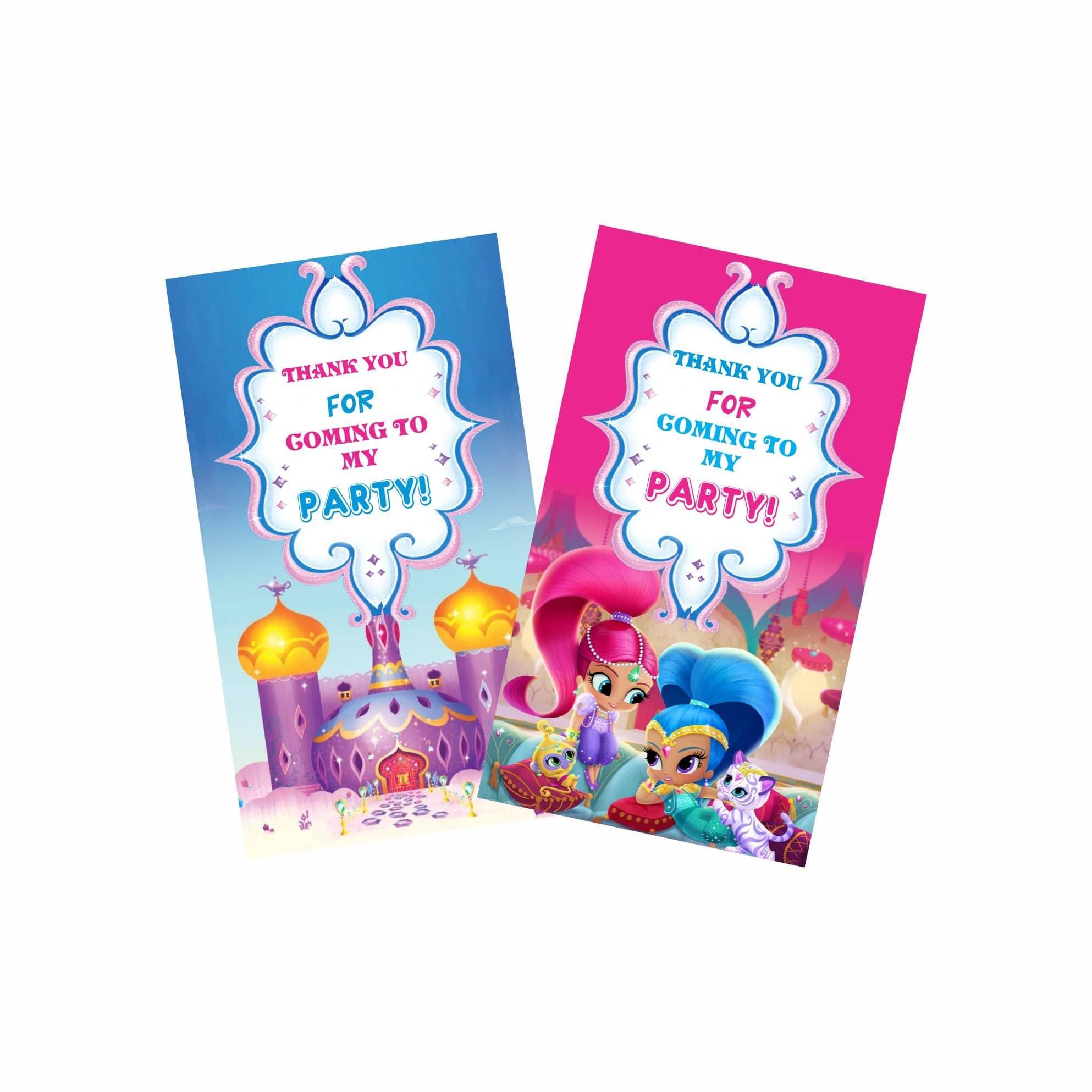 Shimmer and Shine Theme Thank you Tags THEME PARTIES Pretty UR Party