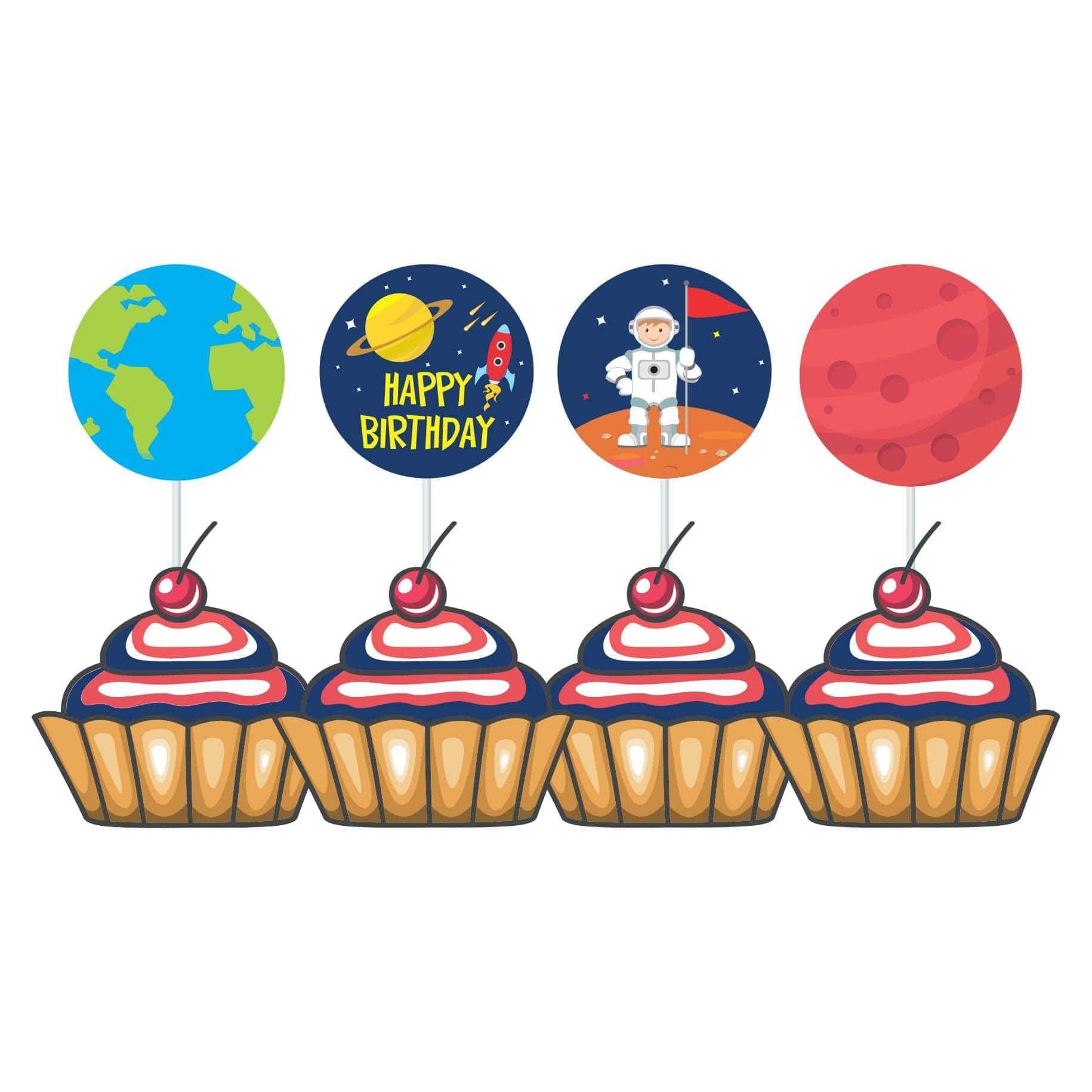 Space Theme Cupcake Toppers THEME PARTIES Pretty UR Party