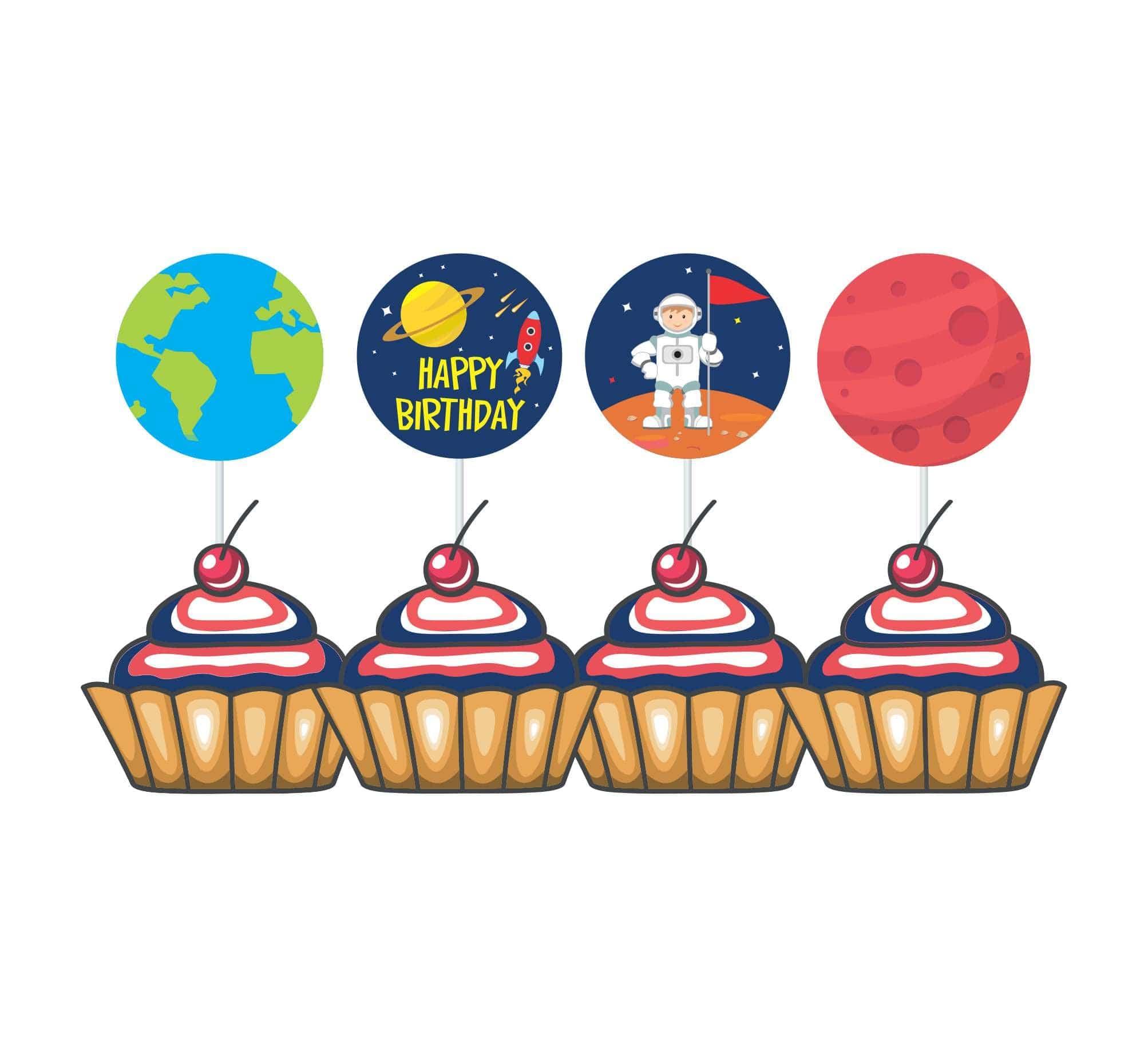 Space Theme Cupcake Toppers THEME PARTIES Pretty UR Party