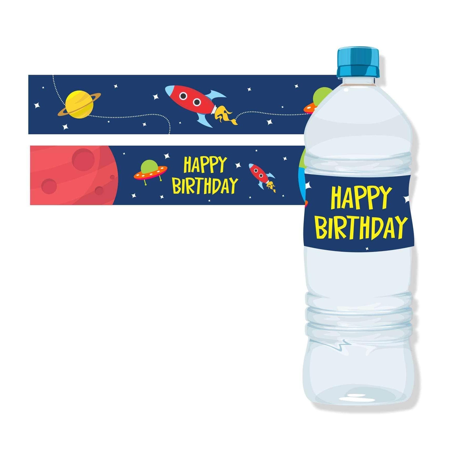 Space Water Bottle Labels THEME PARTIES Pretty UR Party